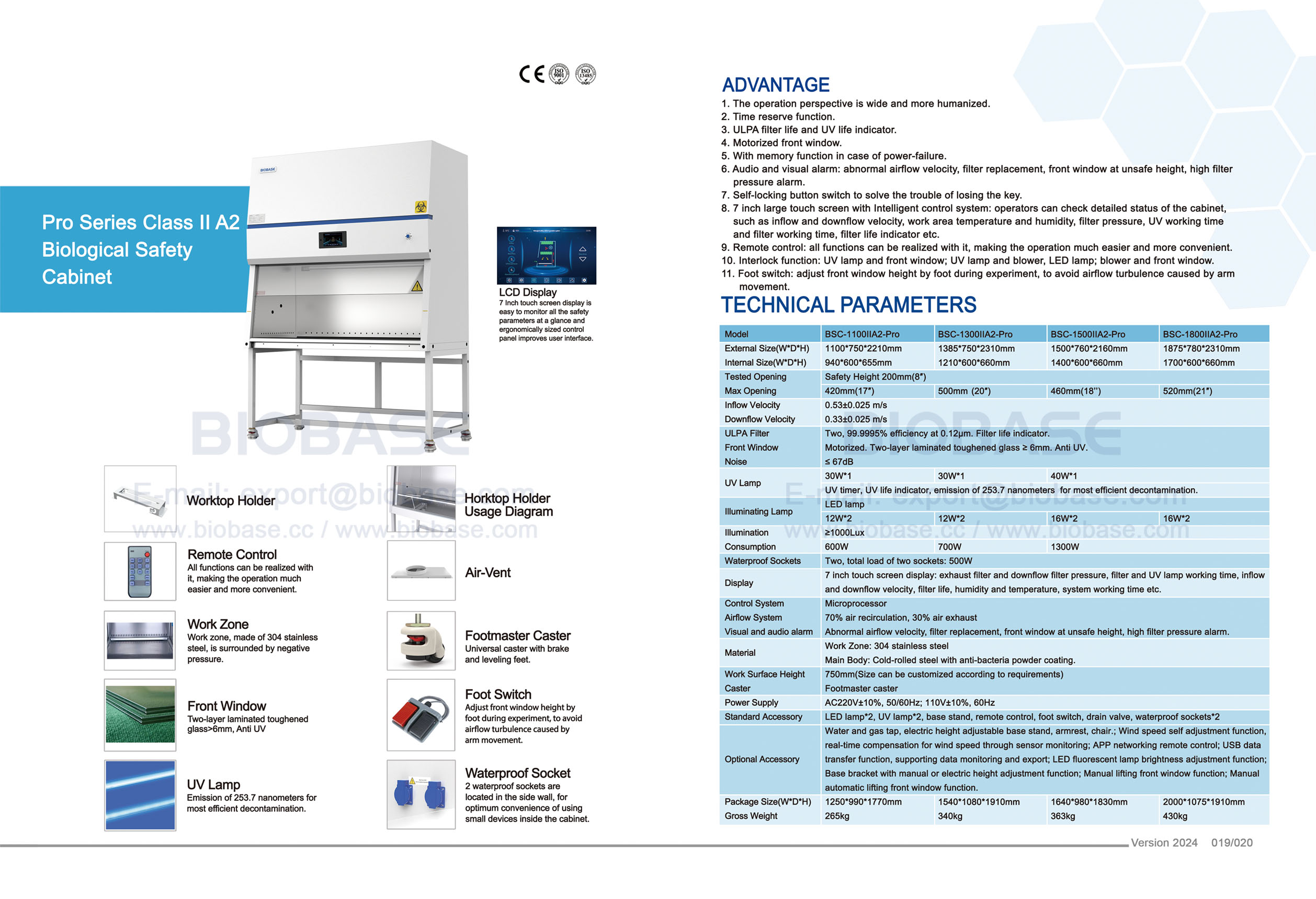 19-20 Pro Series Class II A2 Biologischer Sicherheitsschrank