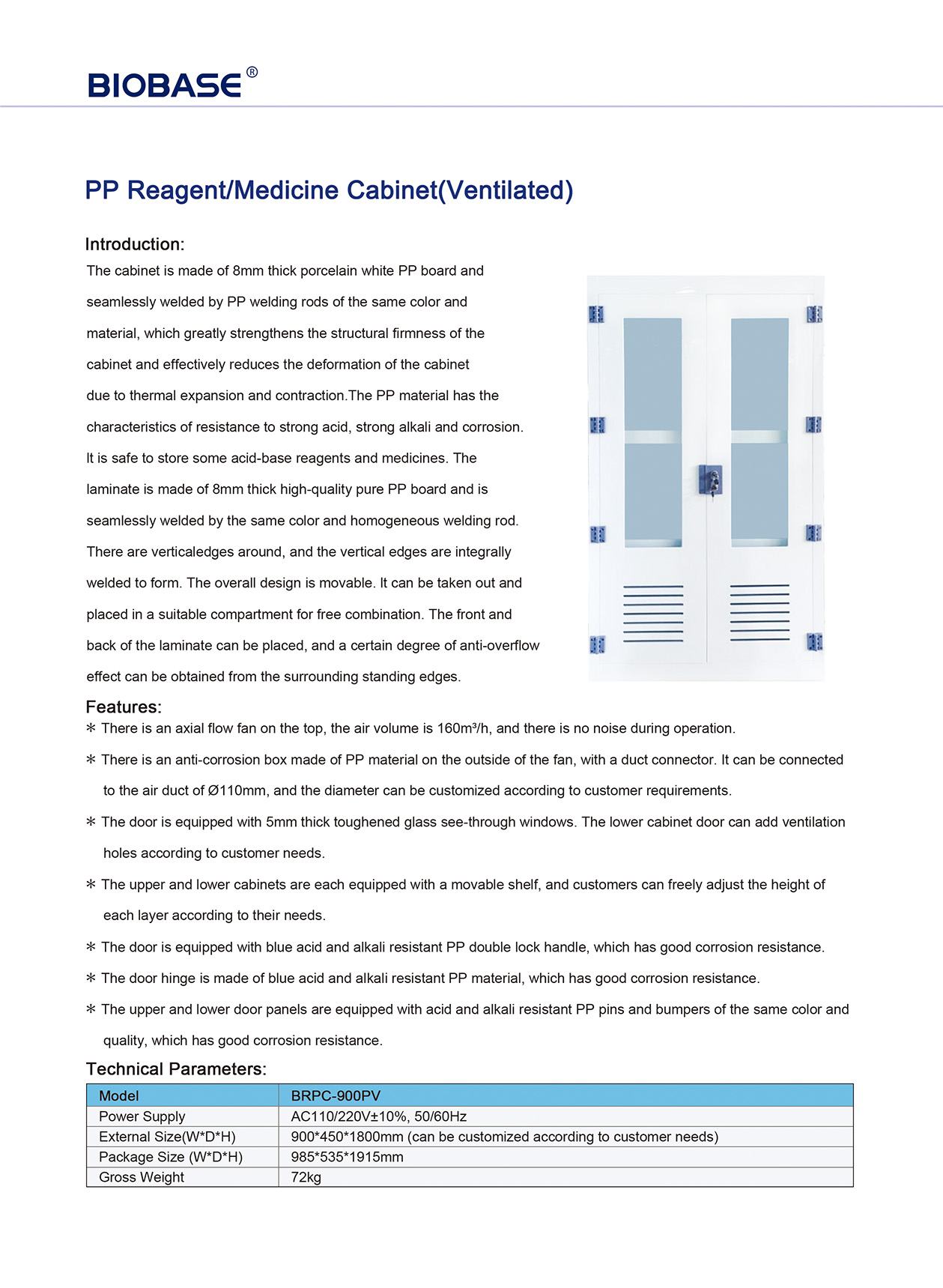 PP-Reagenzien-Medizinschrank (belüftet)