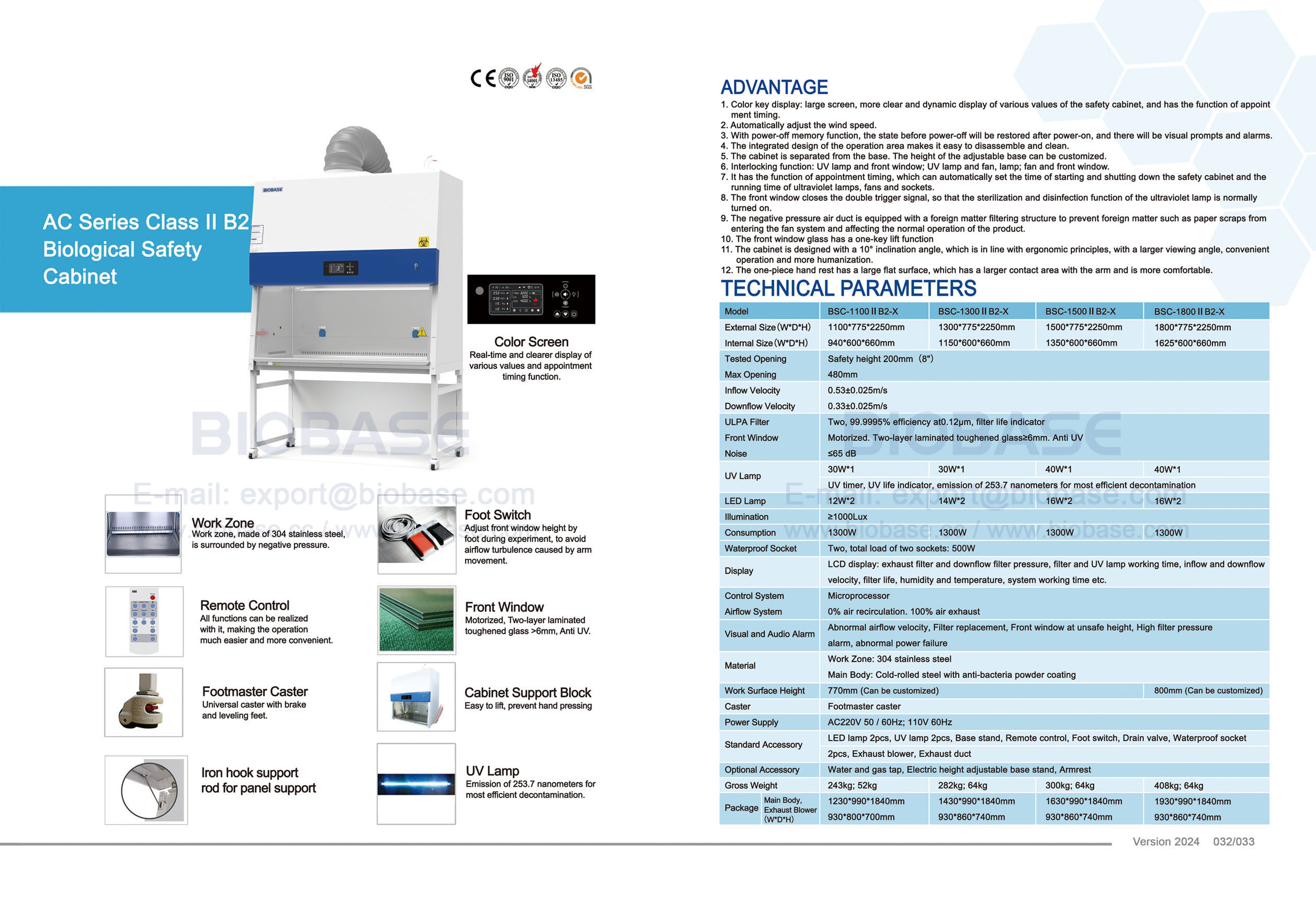 32-33 AC-Serie Klasse II B2 Biologische Sicherheitswerkbank BSC-1100 II B2-X & BSC-1300 II B2-X & BSC-1500 II B2-X & BSC-1800 II B2-X