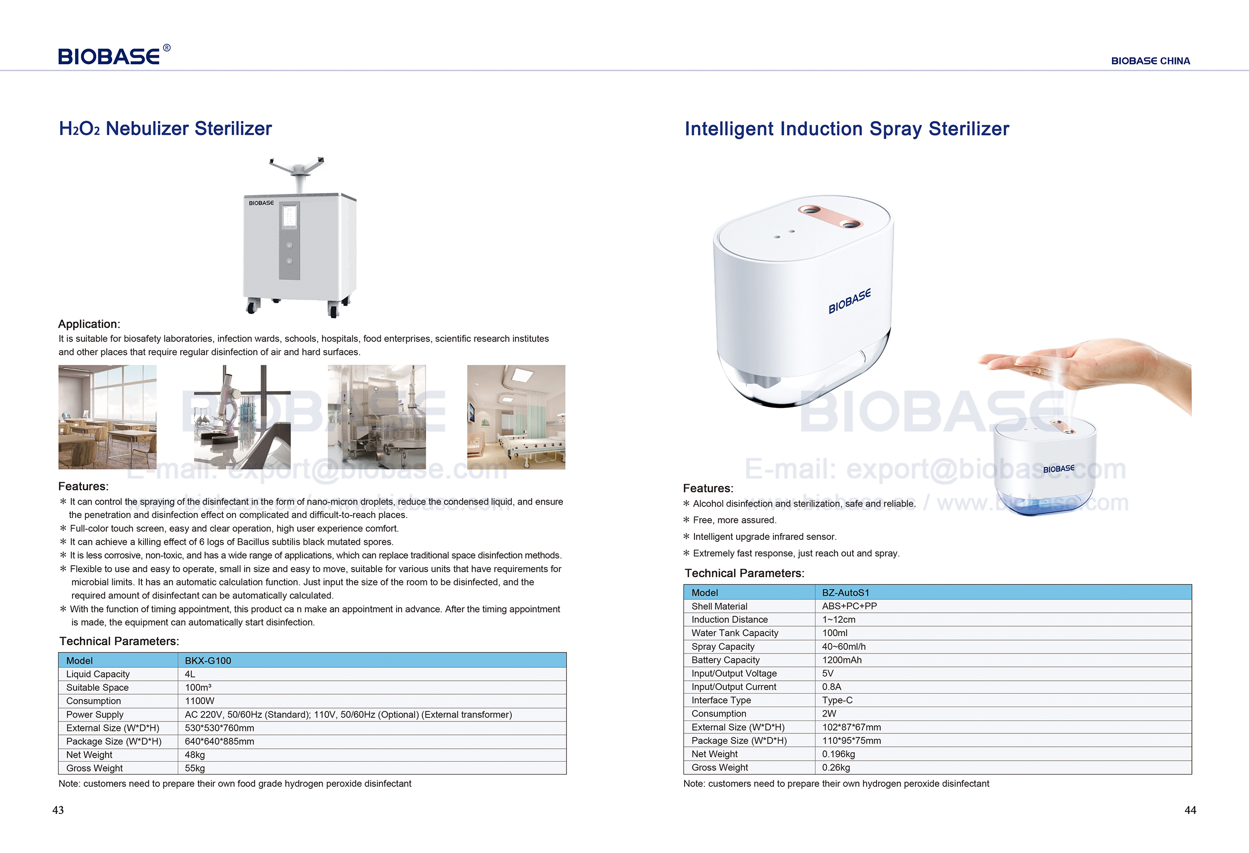 43-44 H₂O₂-Vernebler, Sterilisator und intelligent  Induktion  Spray  Sterilisator