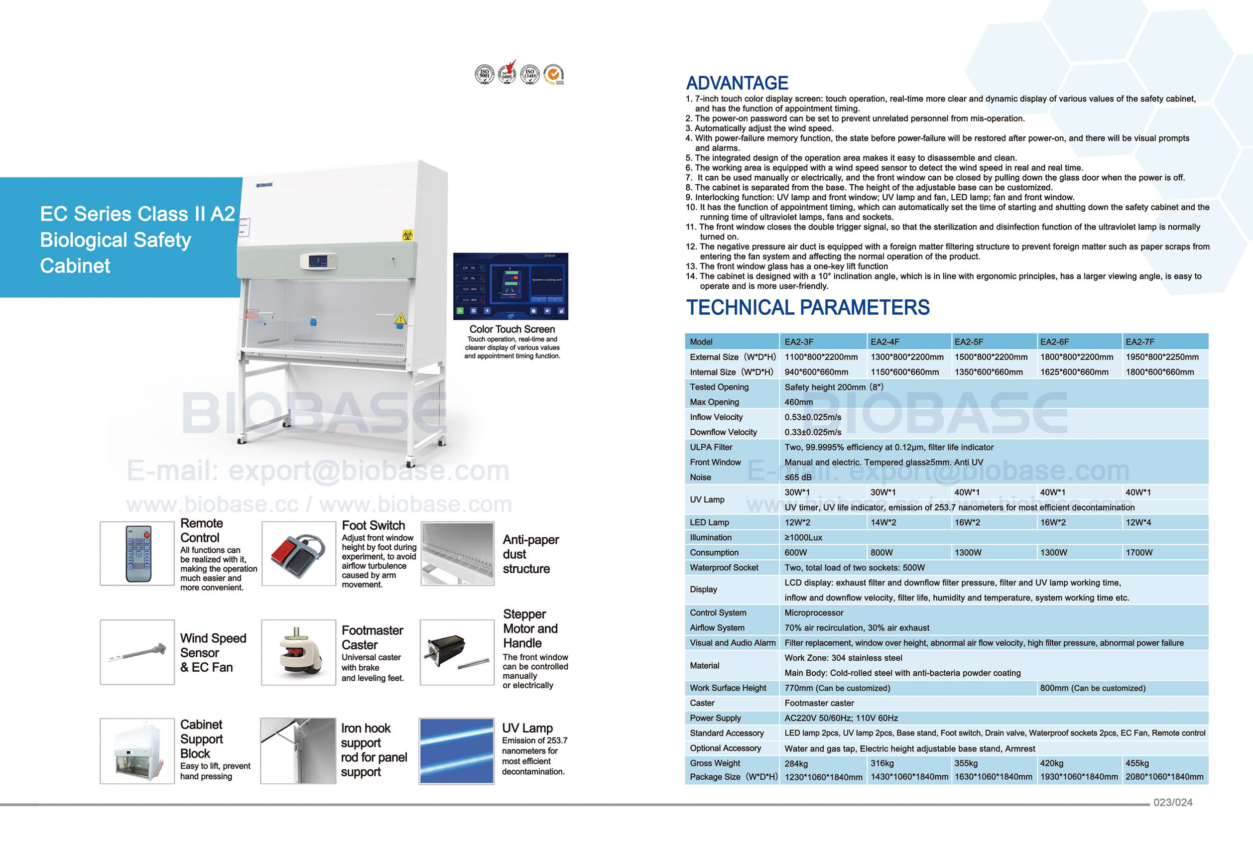 23-24 EC Series Class II A2 biologisches Sicherheitsschrank EA2-3F & EA2-4F & EA2-5F & EA2-6F & EA2-7F