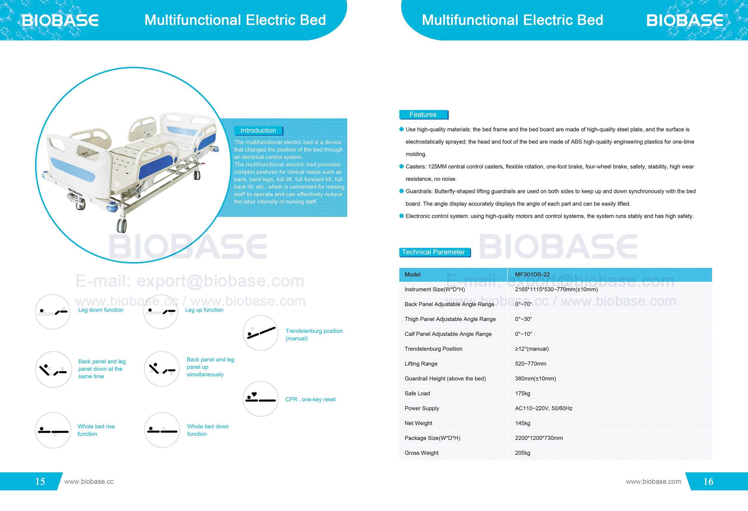 15-16 Multifunktionales elektrisches Bett MF301DS-22