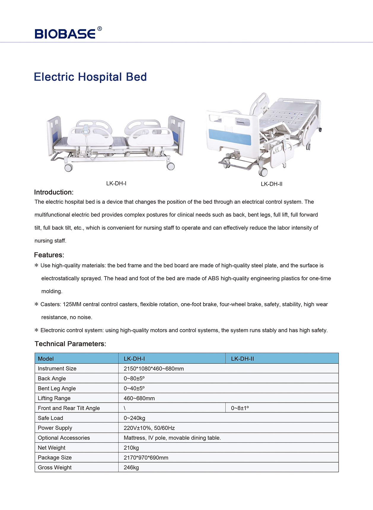 Elektrisches Krankenhausbett