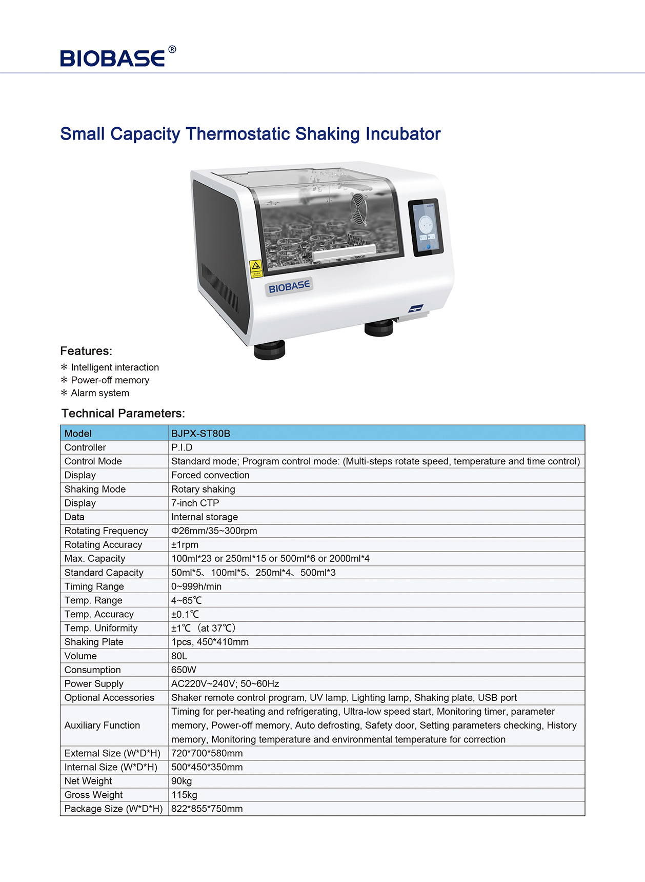 Thermostatischer Schüttelinkubator mit kleiner Kapazität BJPX-ST80B