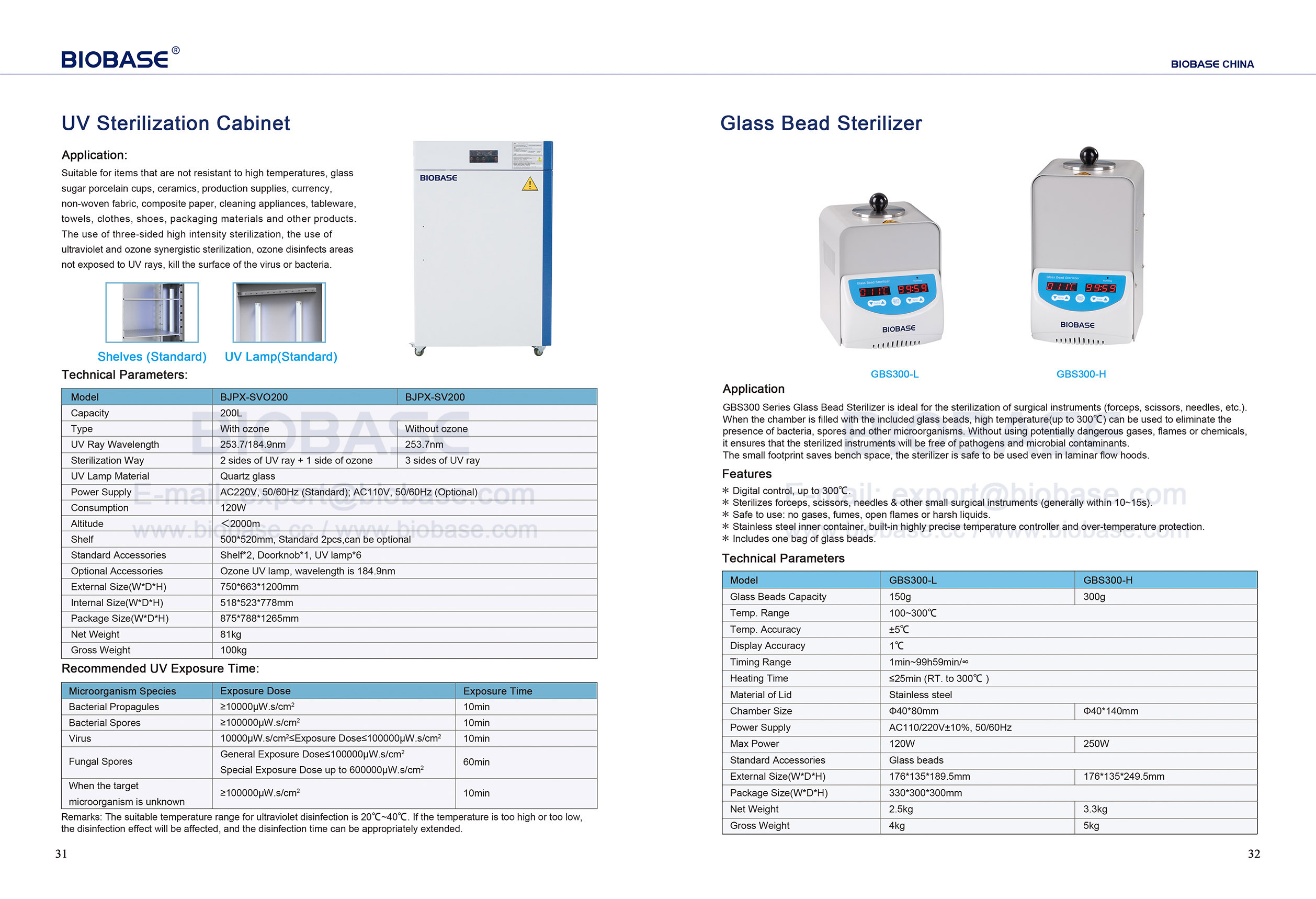 31-32 UV-Sterilisationsschrank und Glasperlen-Sterilisator 