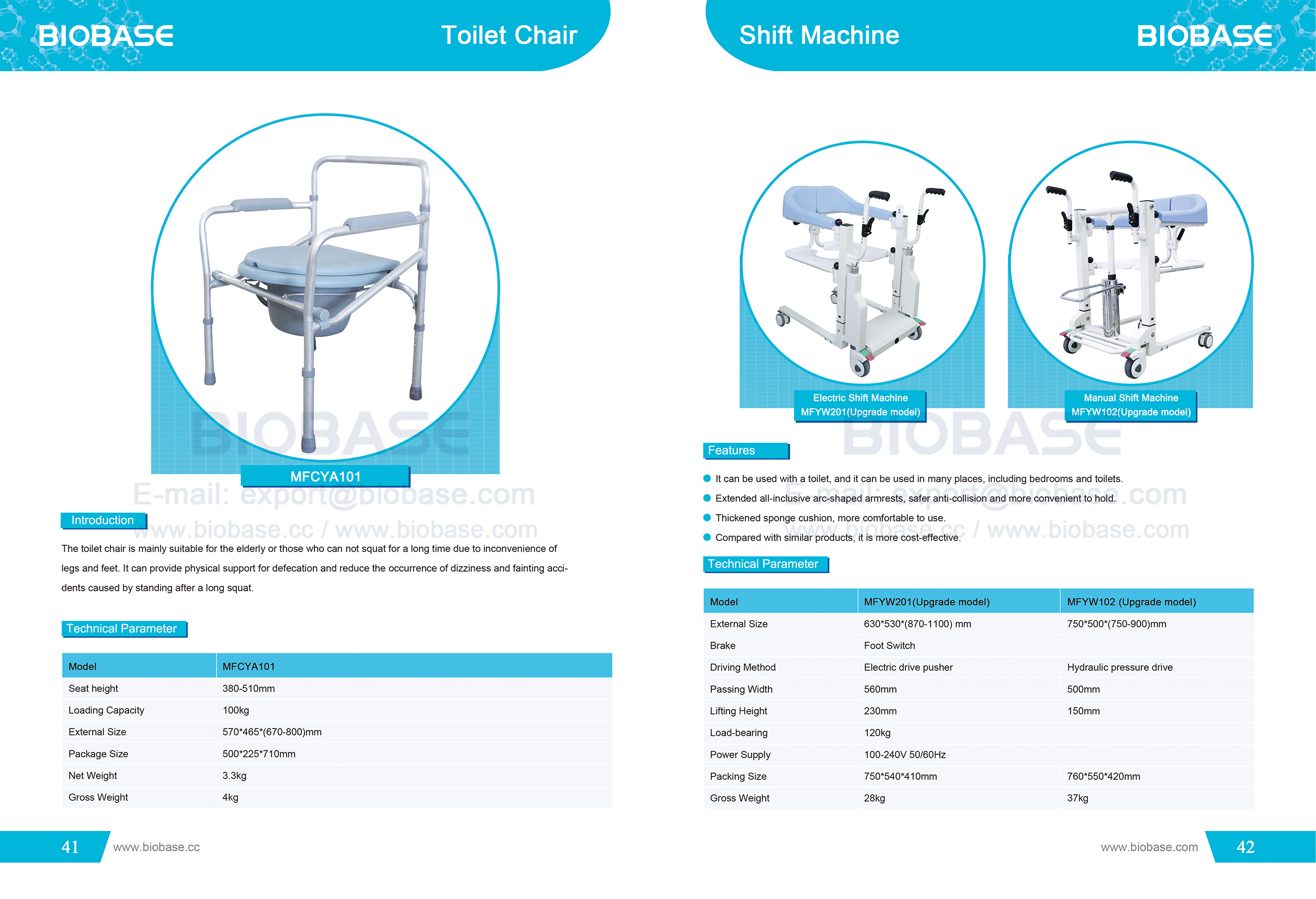 41-42 Toilettenstuhl und Schichtmaschine 