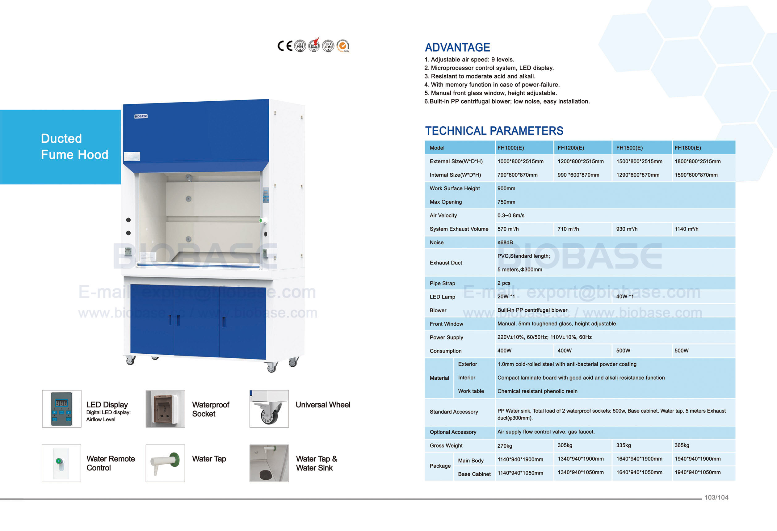 103-104 FUME Hood-FH1000 (E)