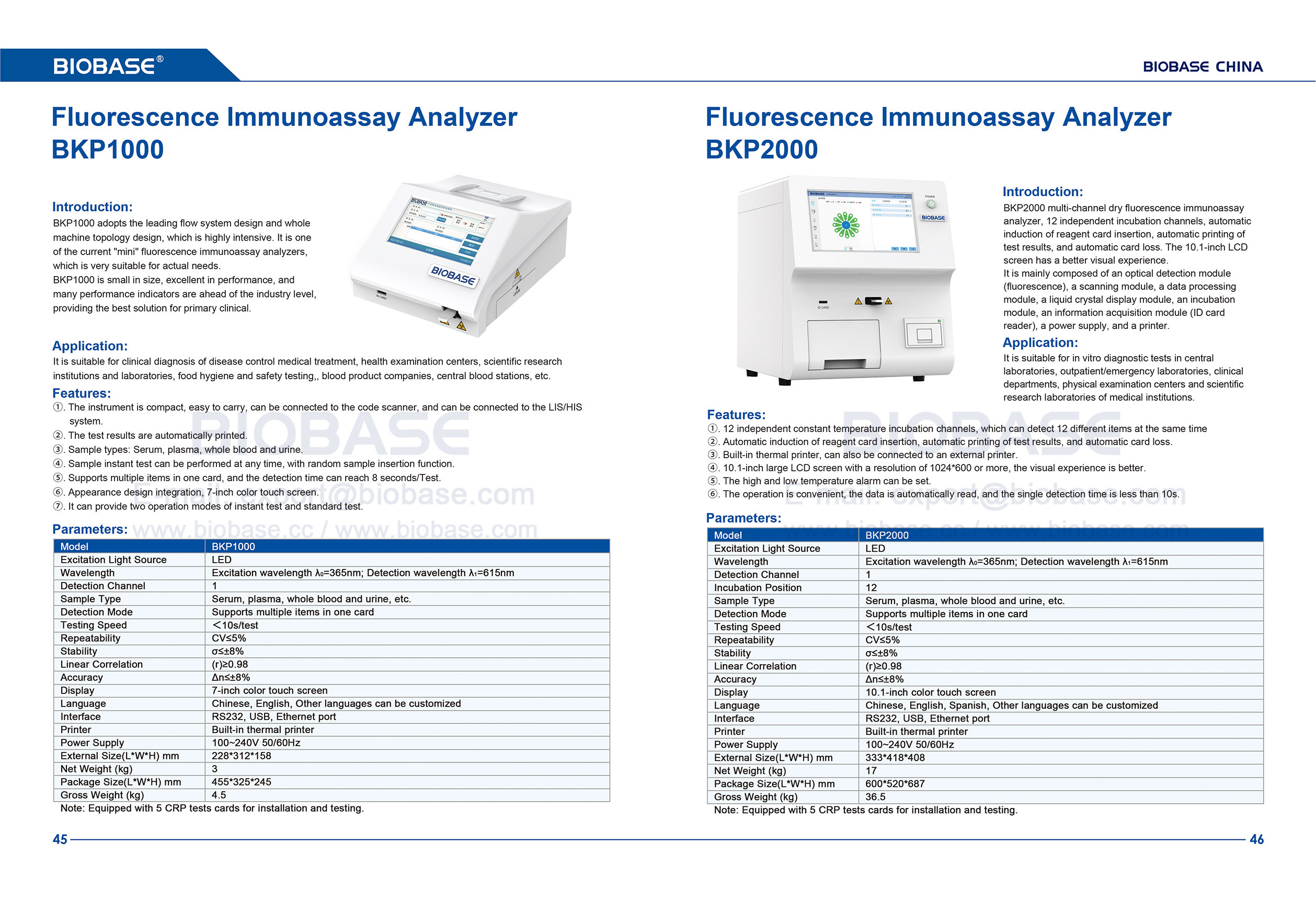 45-46 Fluoreszenz-Immunoassay-Analysator BKP1000 und BKP2000