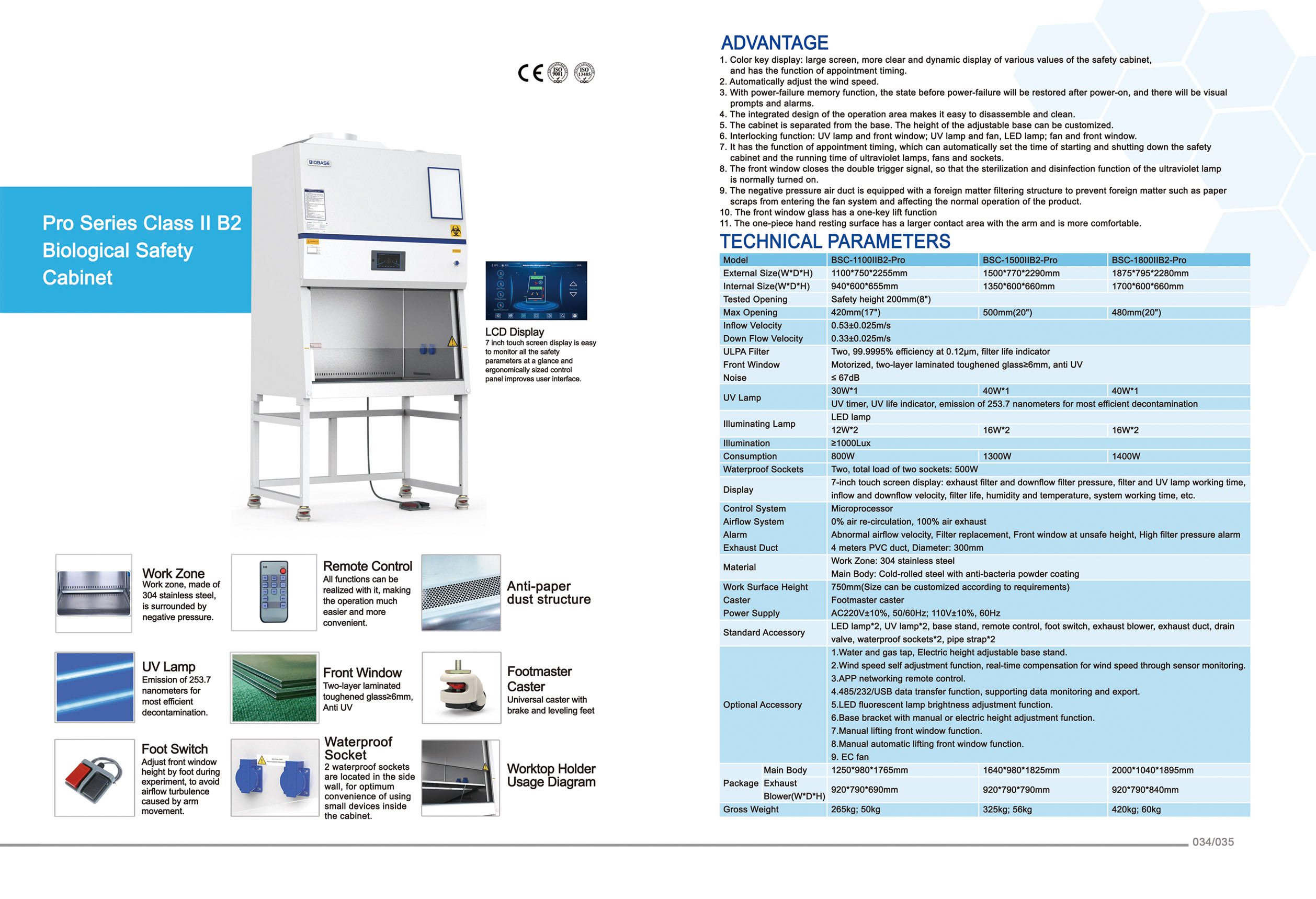 34-35 Pro Series Klasse II B2 Biologischer Sicherheitsschrank