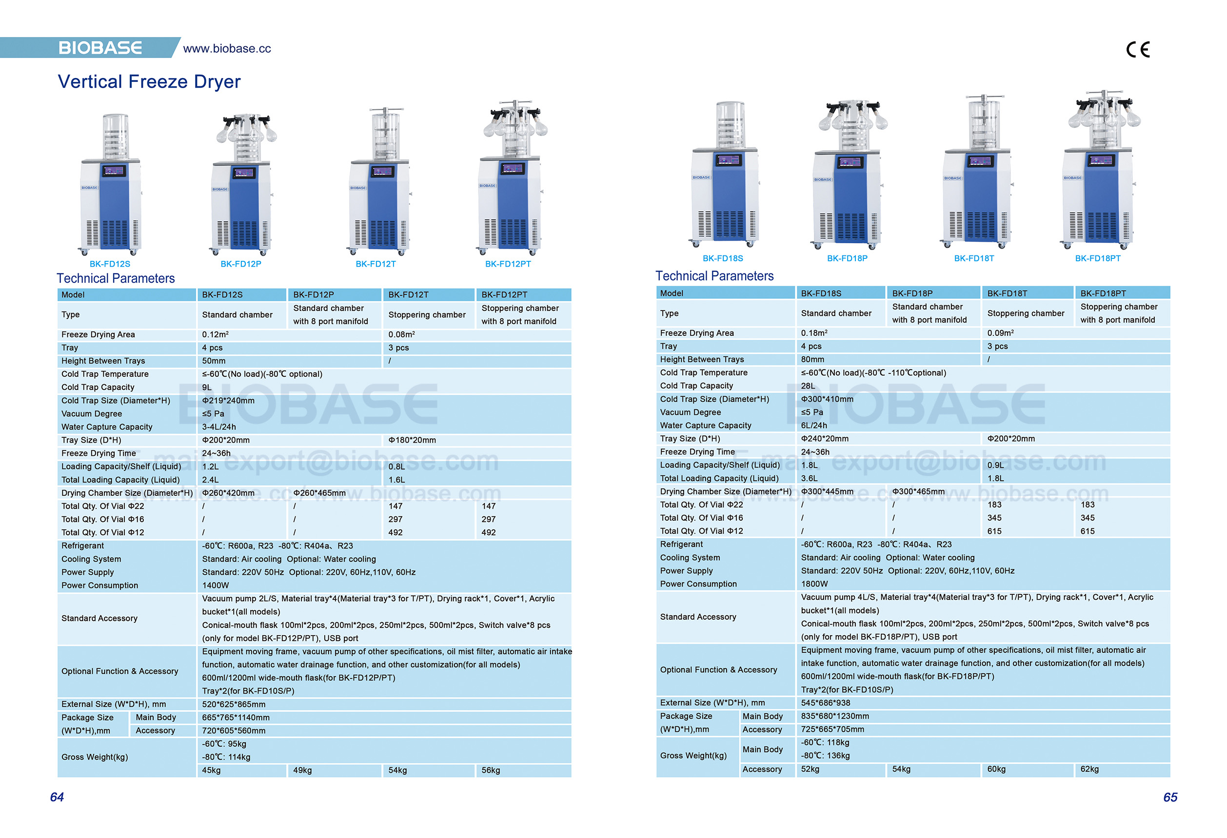 64-65 vertikaler Gefriertrockner