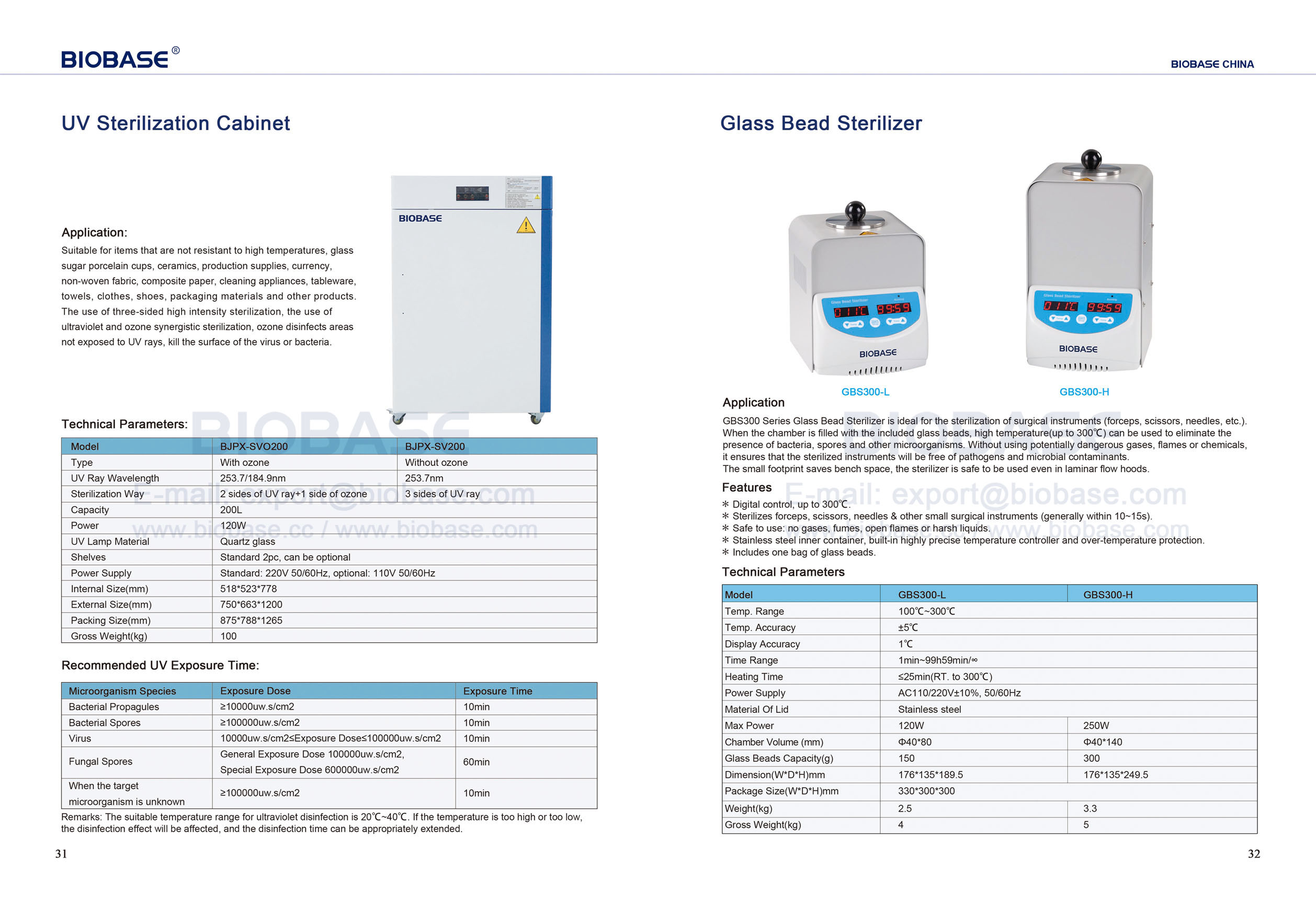 31-32 UV-Sterilisationsschrank und Glasperlen-Sterilisator 