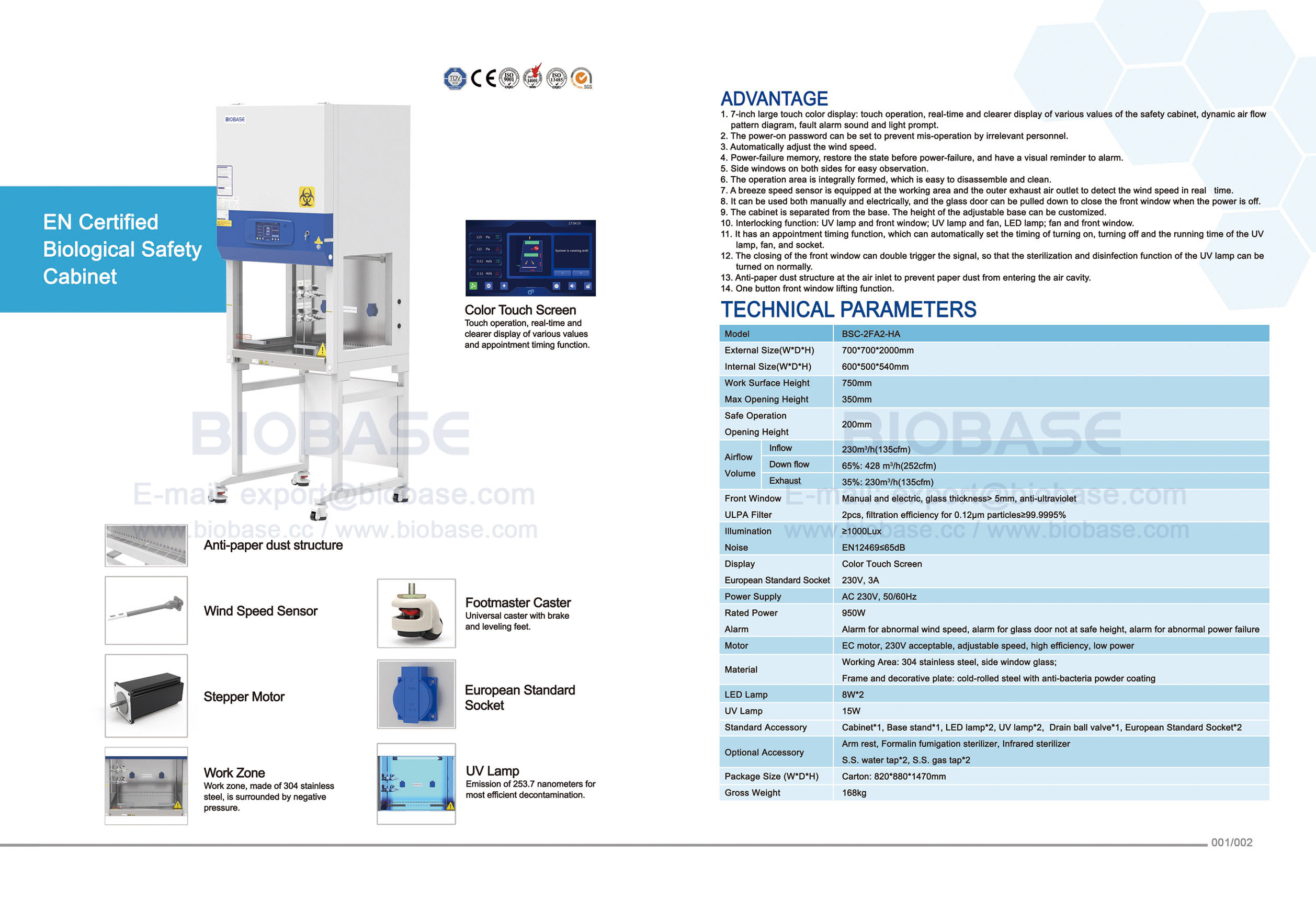 01-02 EN zertifizierte biologische Sicherheitsschrank BSC-2FA2-HA