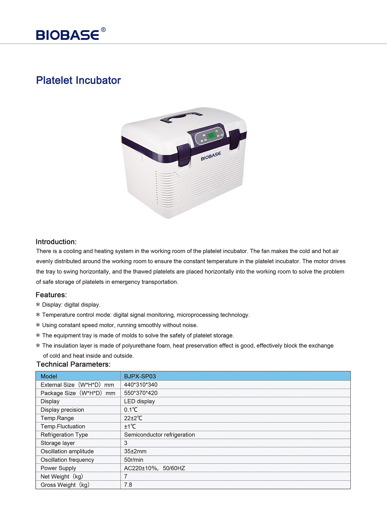 Thrombozyten-Inkubator BJPX-SP03