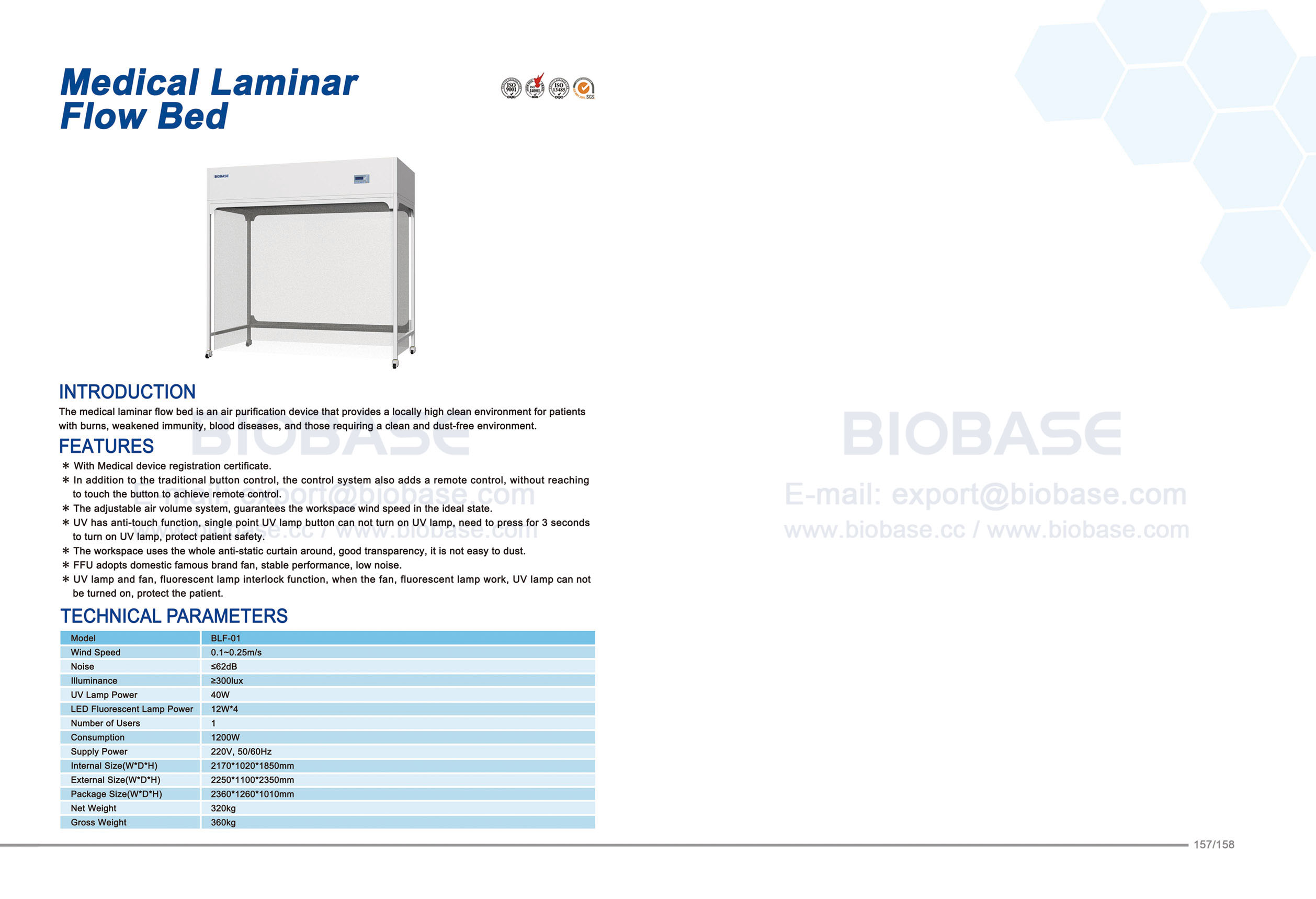 157-158 Medizinisches Laminar-Flow-Bett