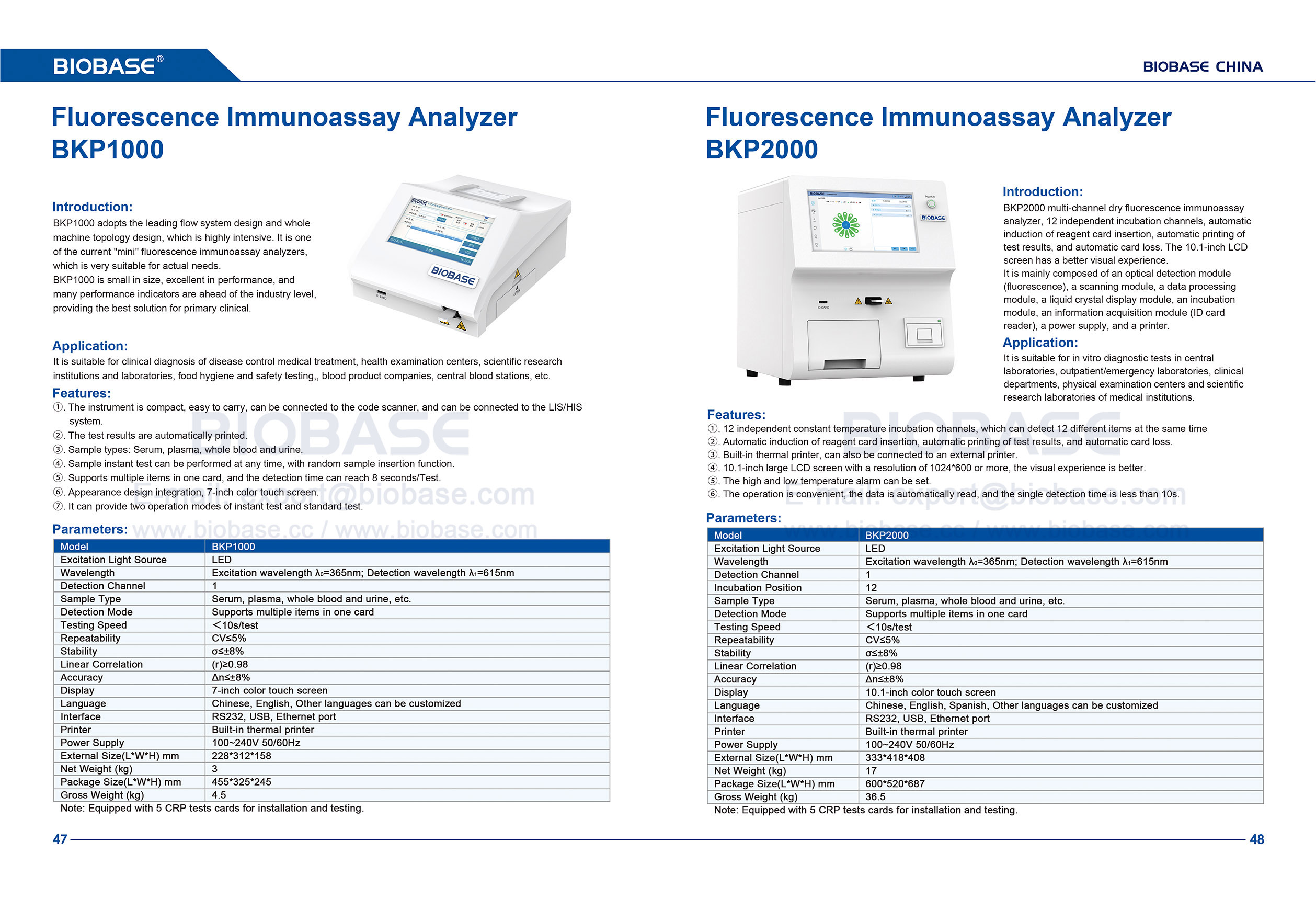47-48 Fluoreszenz-Immunoassay-Analysator BKP1000 und BKP2000