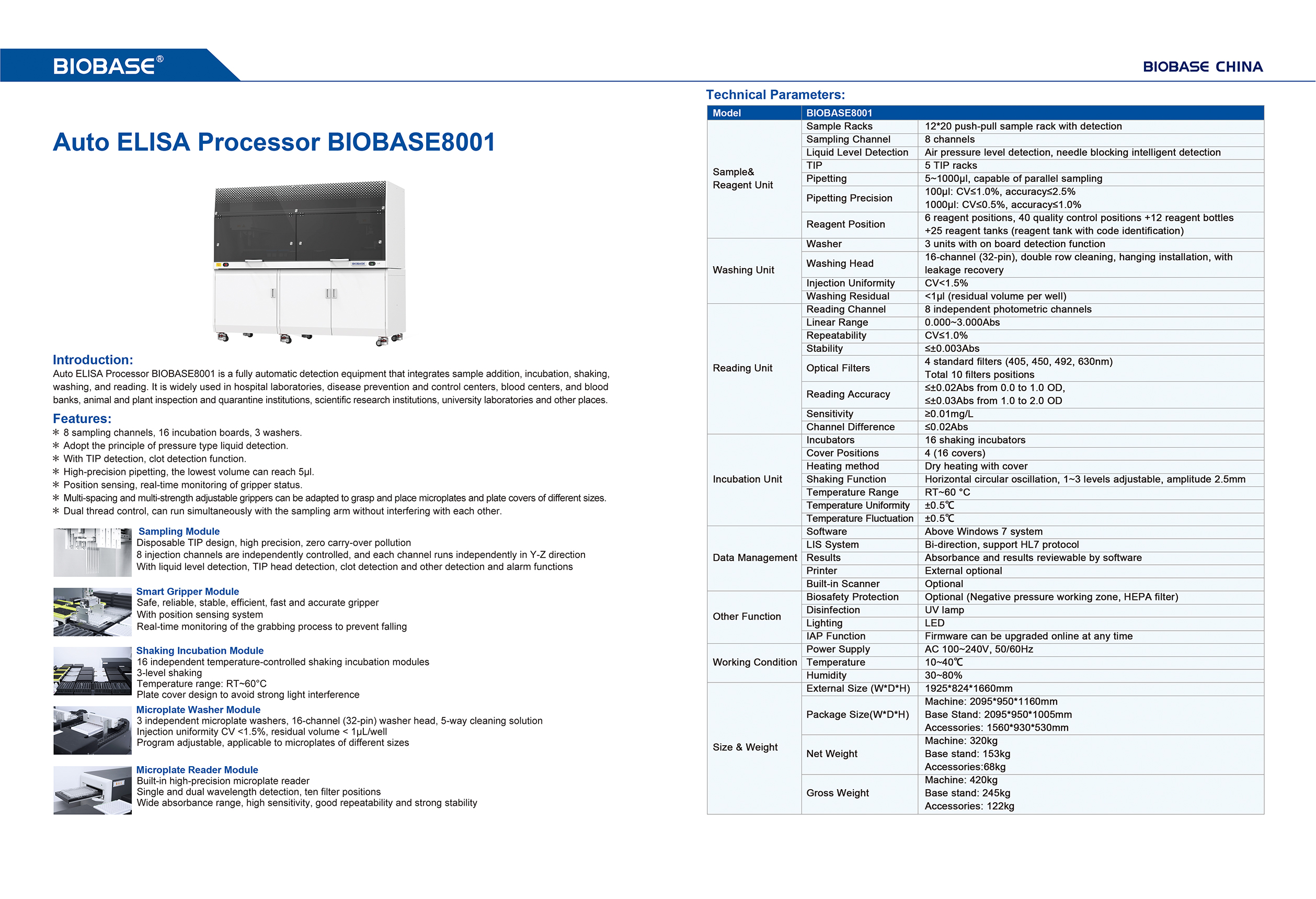 41 Auto-ELISA-Prozessor BIOBASE8001