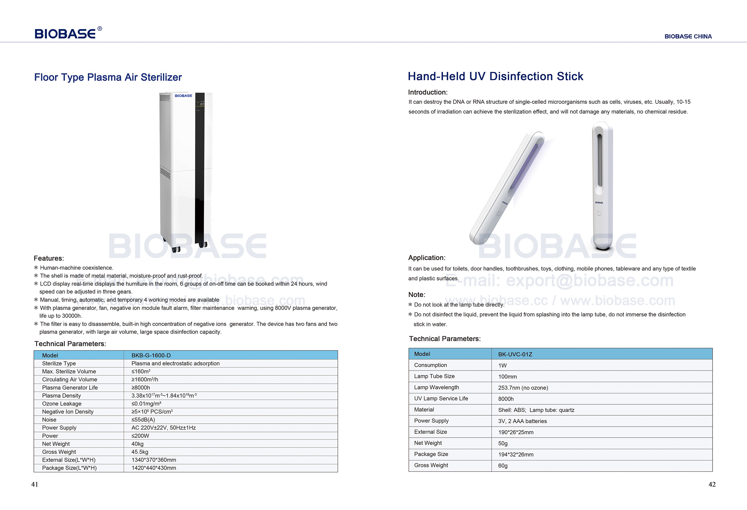 41-42 Boden-Plasma-Luftsterilisator und tragbarer UV-Desinfektionsstab