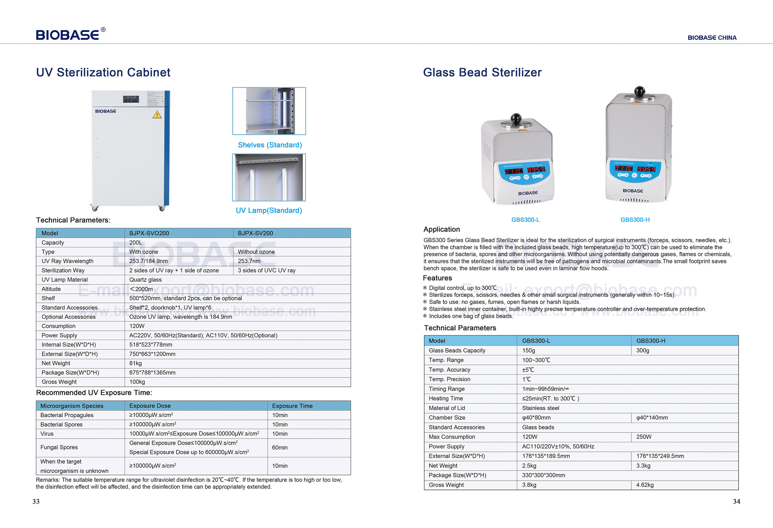 33-34 UV-Sterilisationsschrank & Glasperlensterilisator 