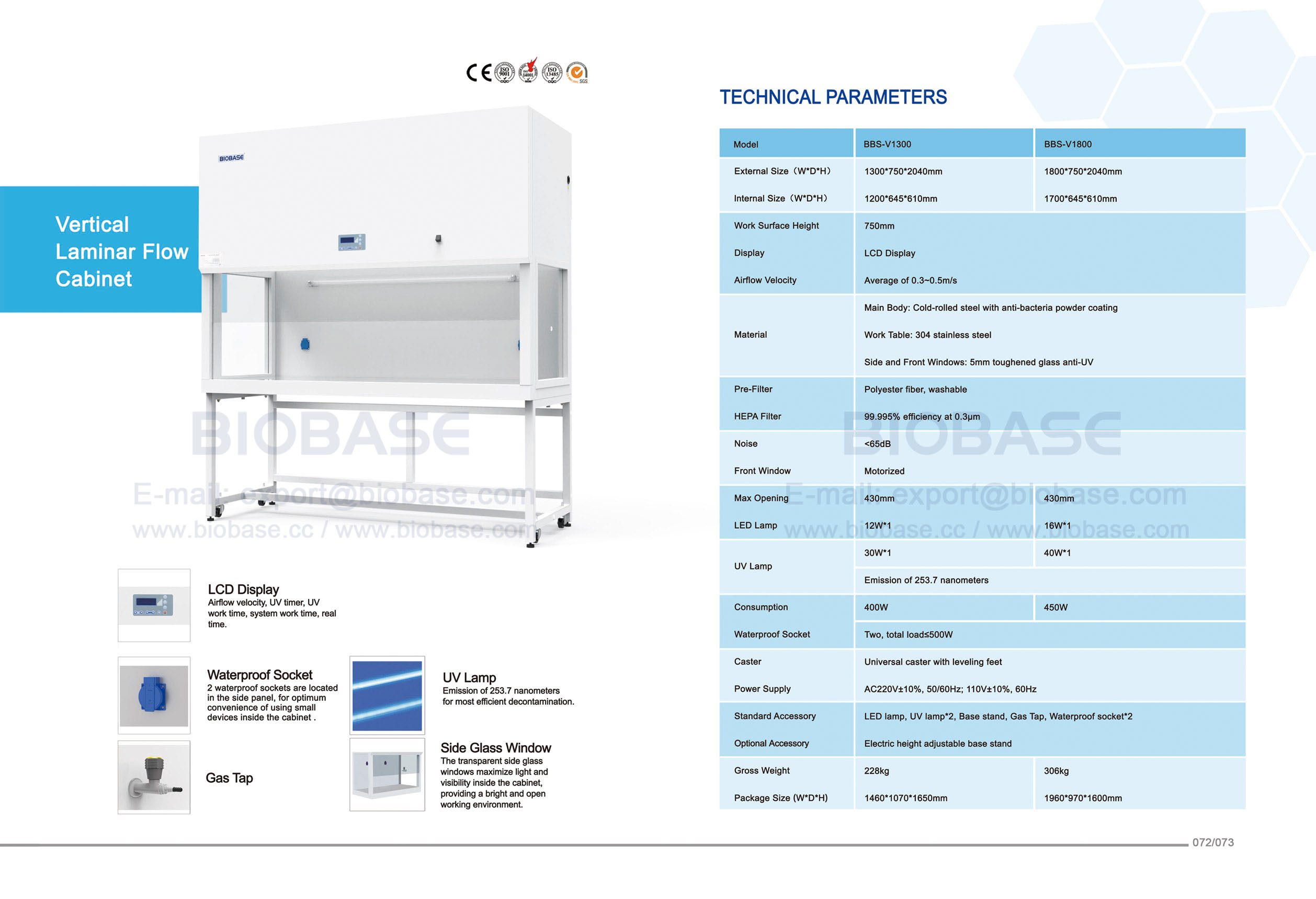 72-73 vertikaler laminarer Flussschrank-BBS-V1300 BBS-V1800