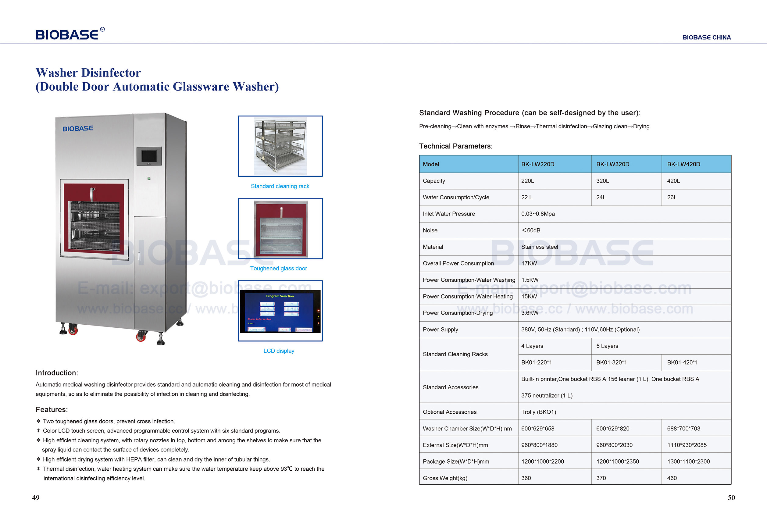 49-50 Reinigungs- und Desinfektionsgerät (automatische Glaswarenreinigungsmaschine mit zwei Türen)