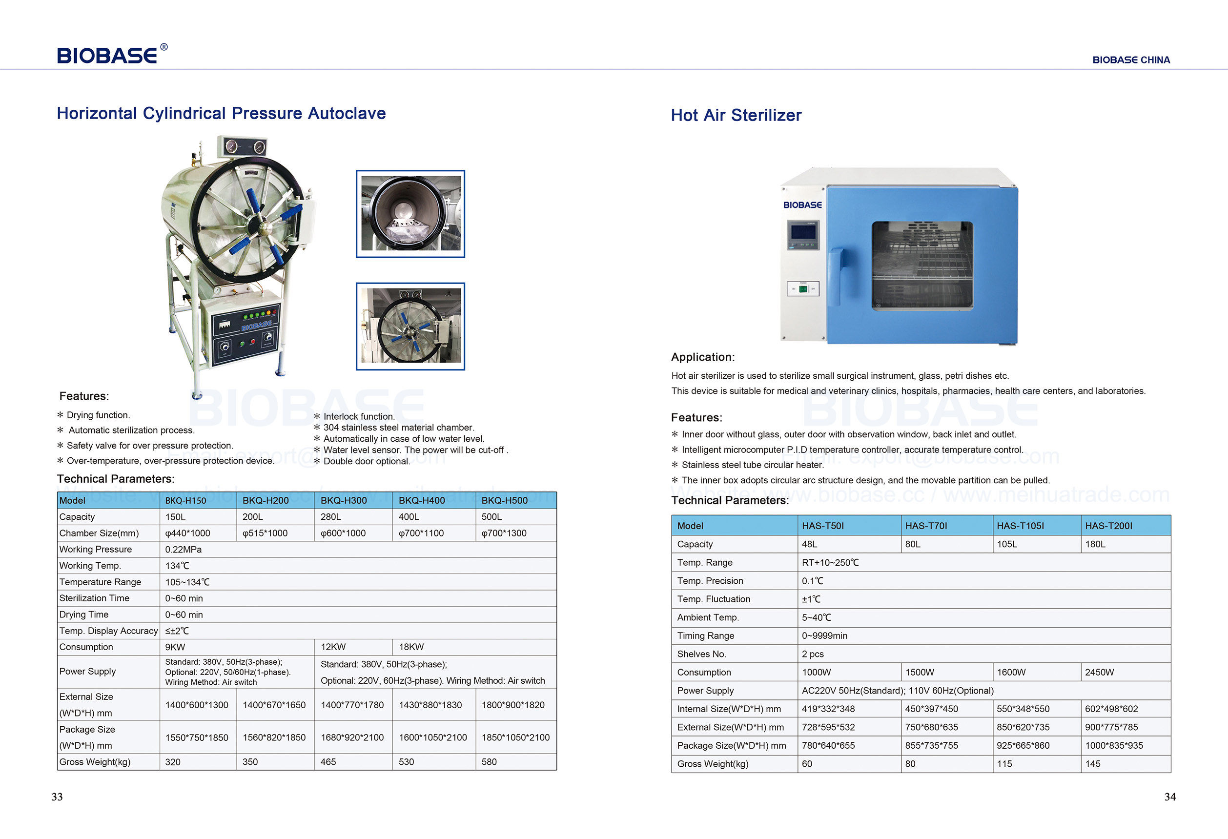 33-34 Horizontaler zylindrischer Druckautoklav und Heißluftsterilisator