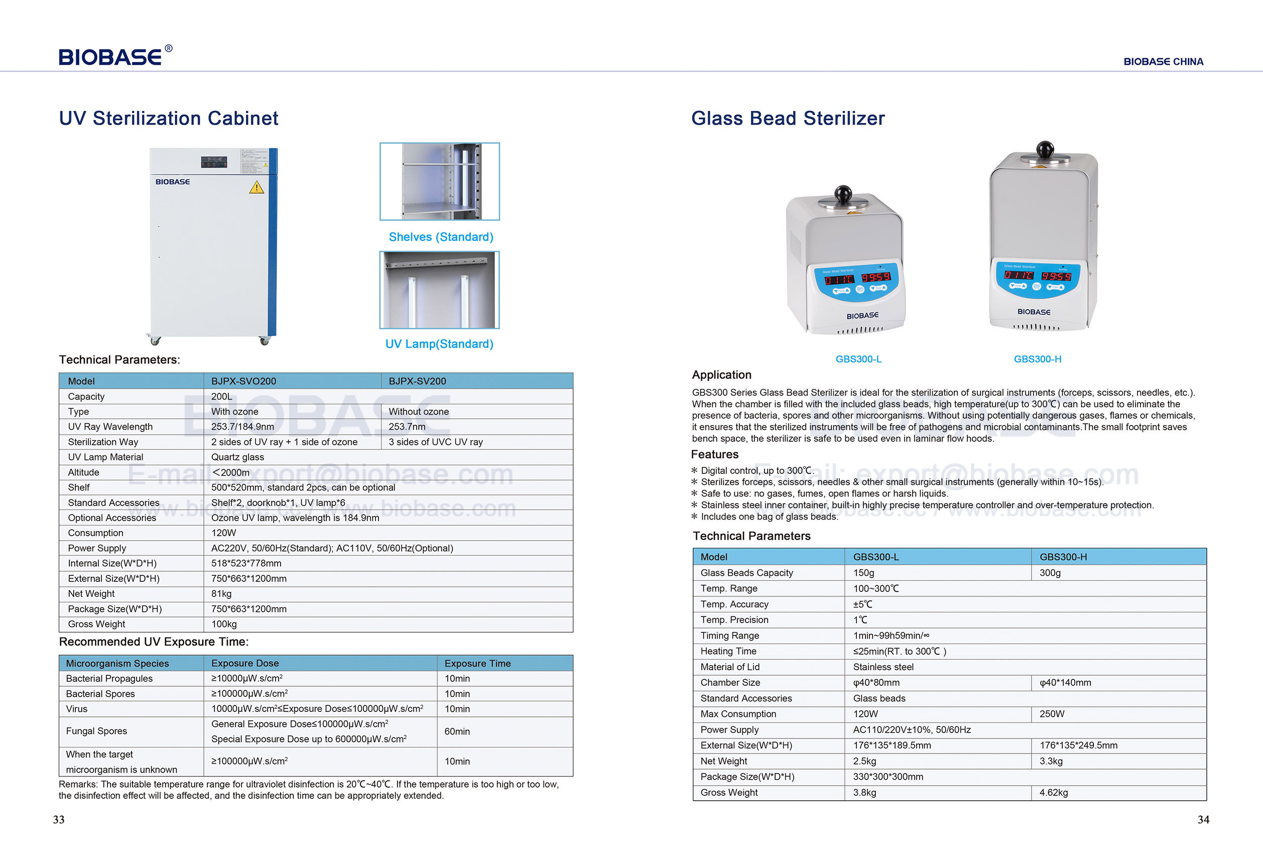 33-34 UV-Sterilisationsschrank & Glasperlensterilisator