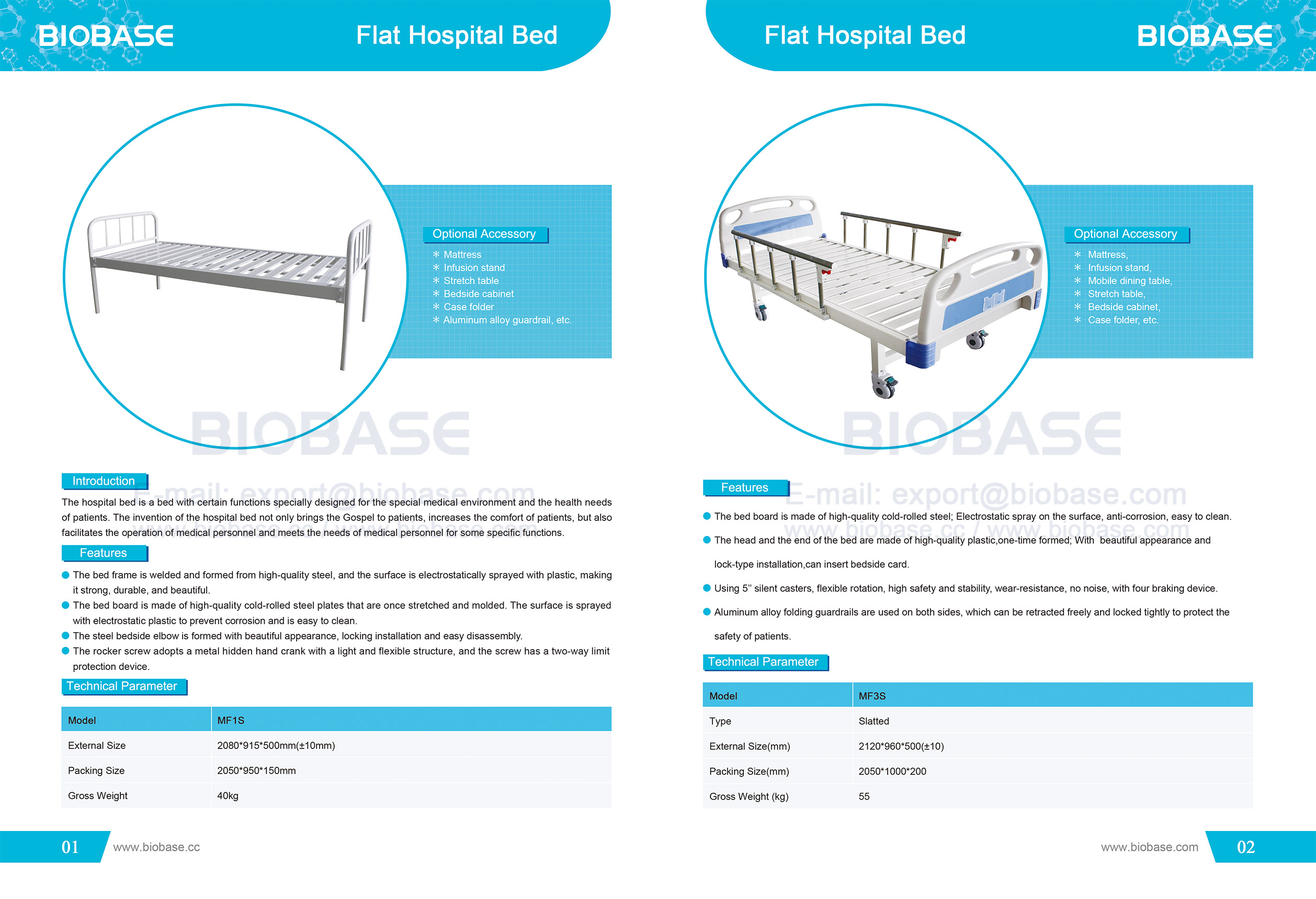 1-2 flaches Krankenhausbett