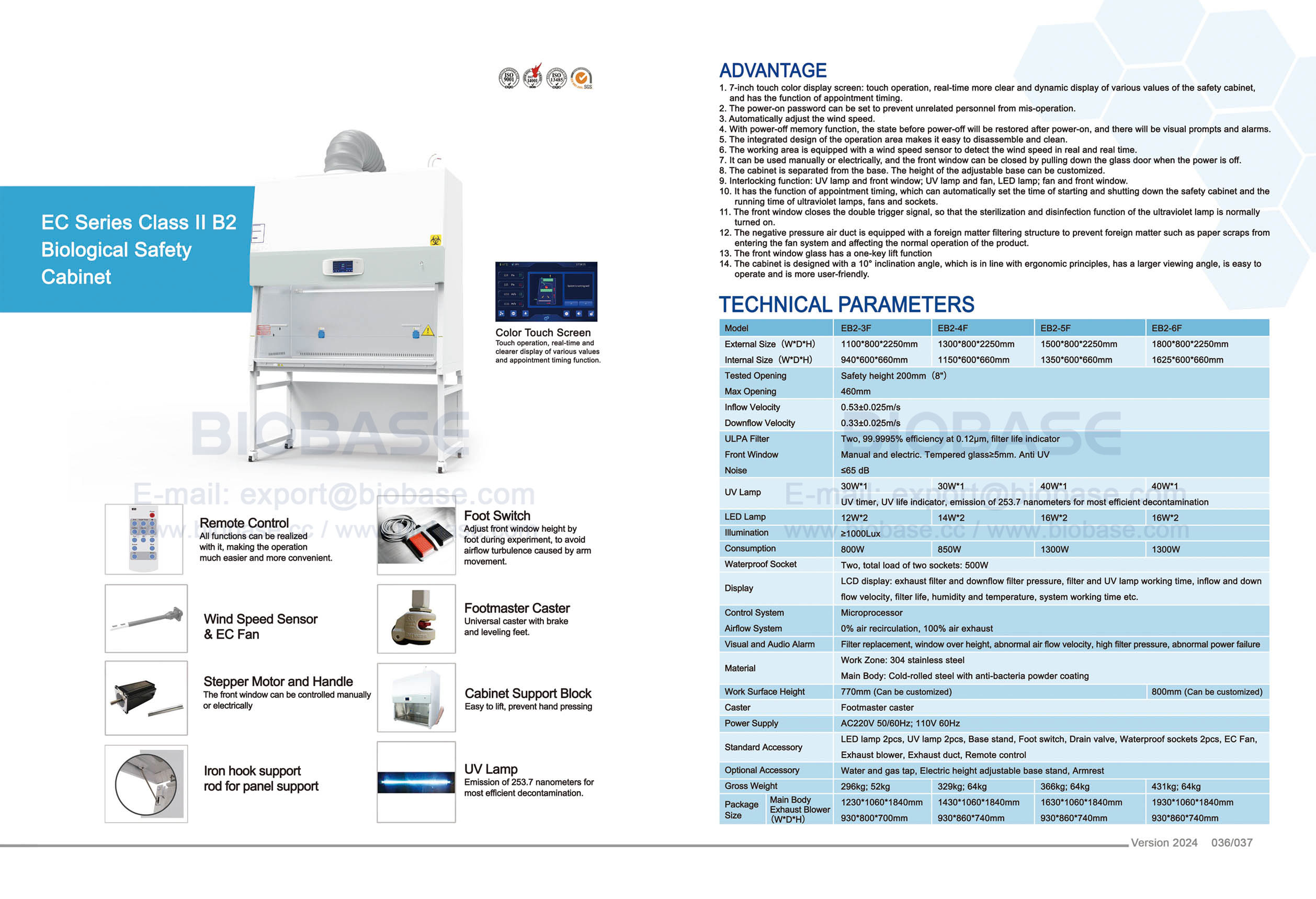 36-37 EC-Serie, Klasse II B2 Biologische Sicherheitswerkbank EB2-3F & EB2-4F & EB2-5F & EB2-6F