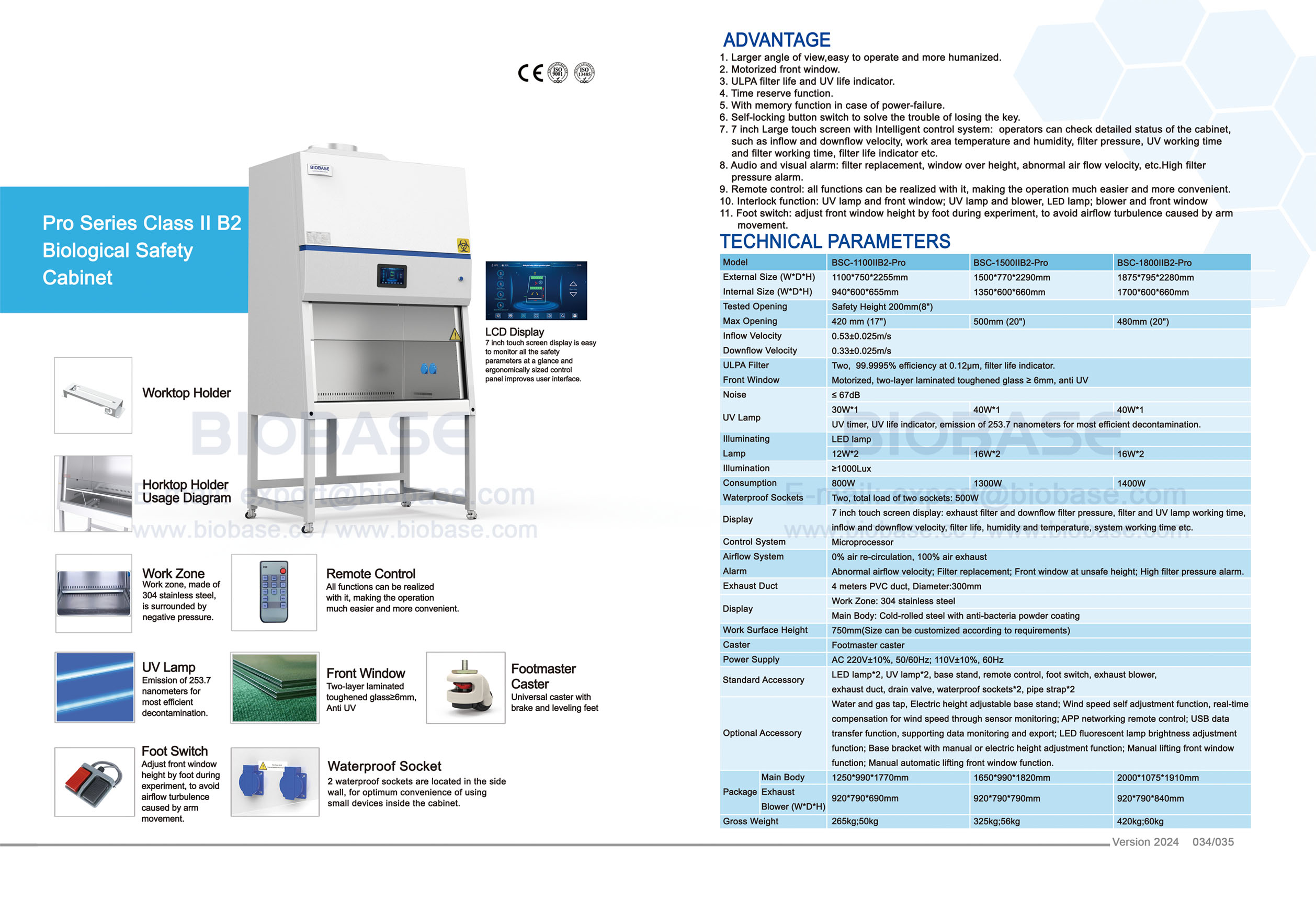 34-35 Pro Series Klasse II B2 Biologischer Sicherheitsschrank