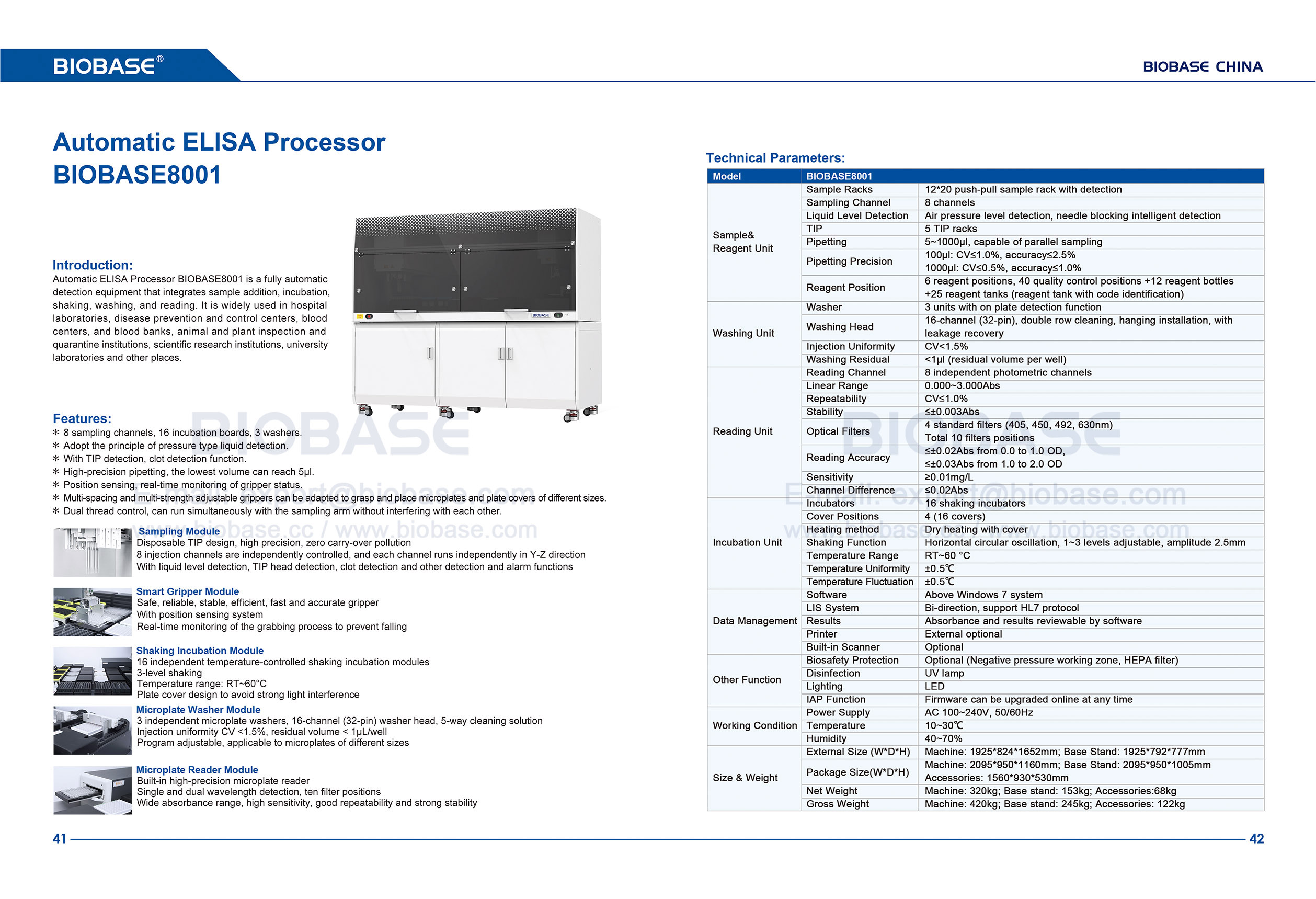 41-42 Automatische ELISA-Prozessor Biobase8001