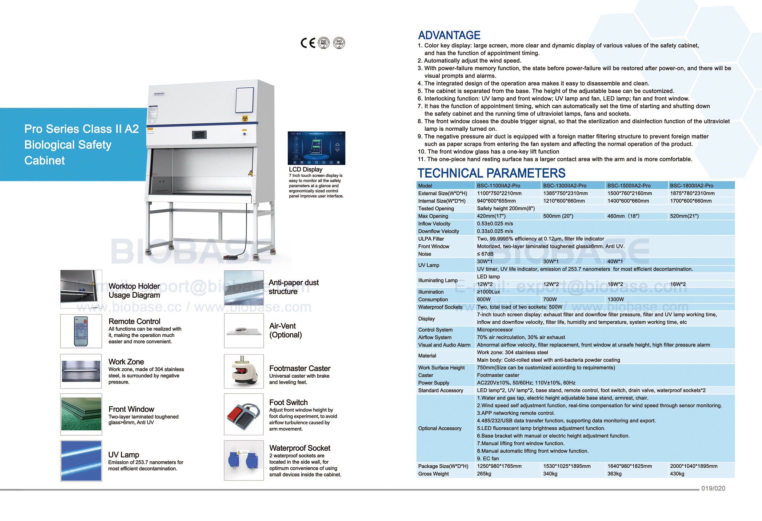 19-20 Pro Series Class II A2 Biologischer Sicherheitsschrank