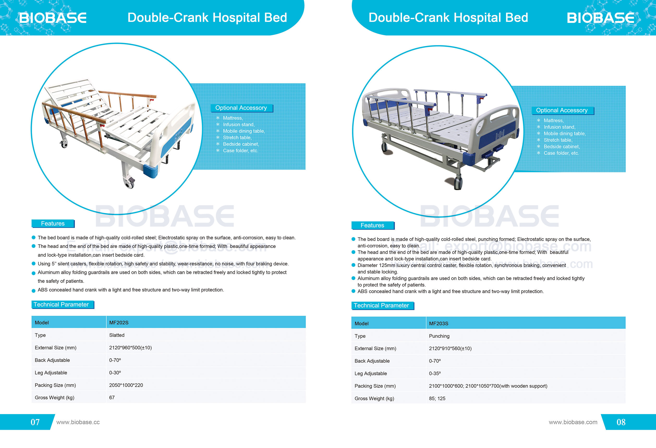 7-8 Doppelkurbel-Krankenhausbett MF202S&MF203S