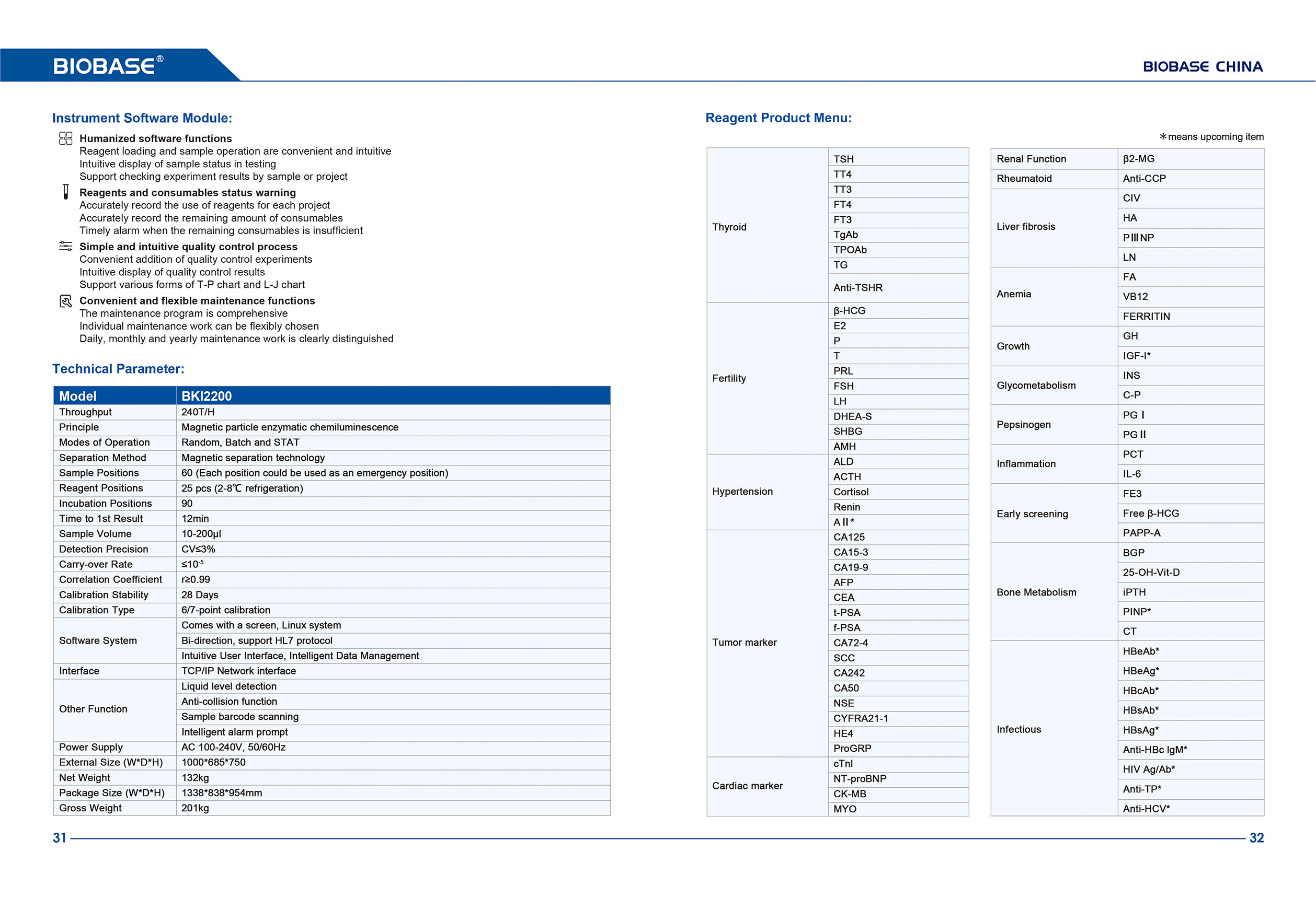 31-32 Automatisches Chemilumineszenz-Immunoassay-System BKI2200 2