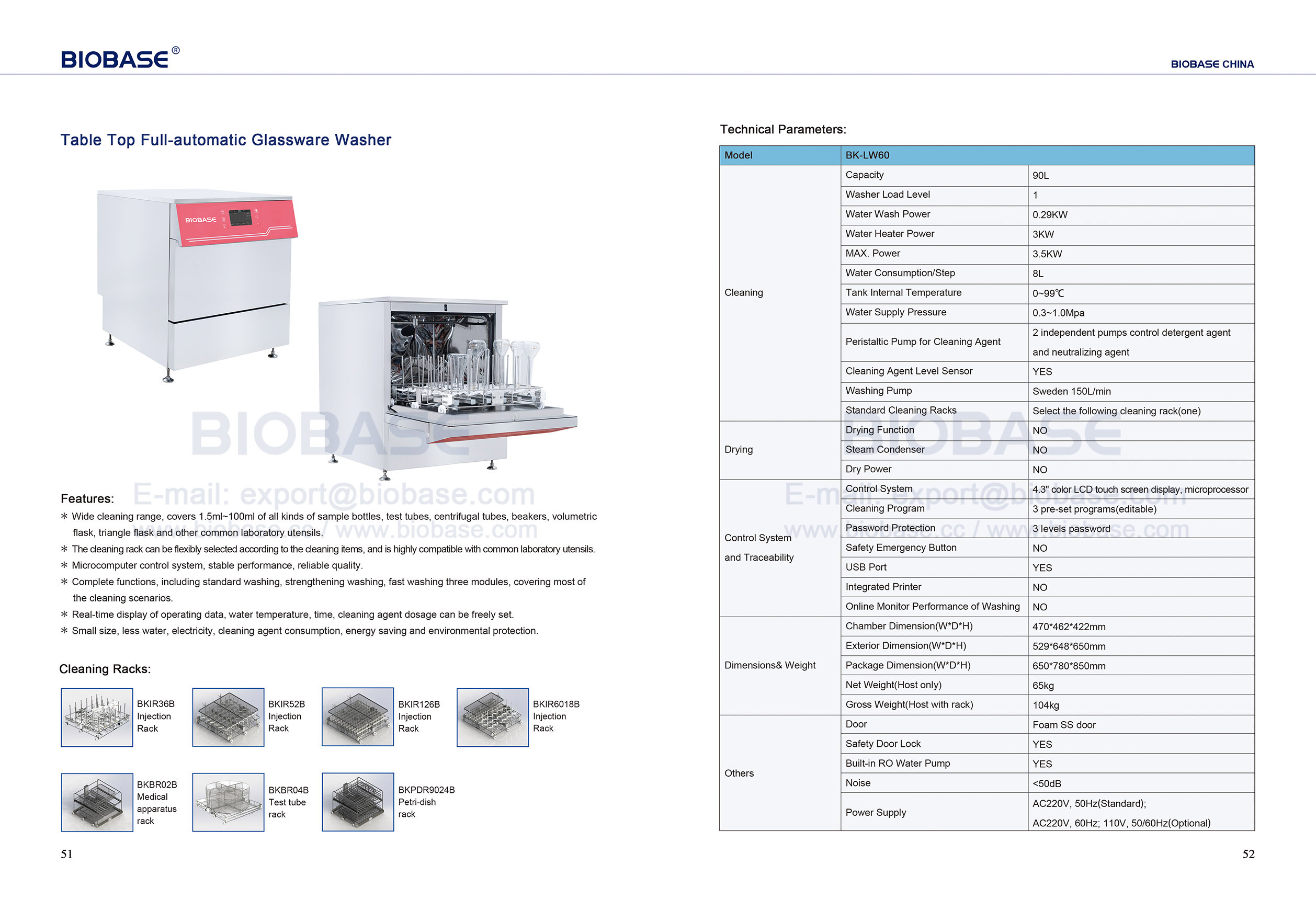 51-52 Tischplatte Vollautomatische Glaswarenwaschmaschine