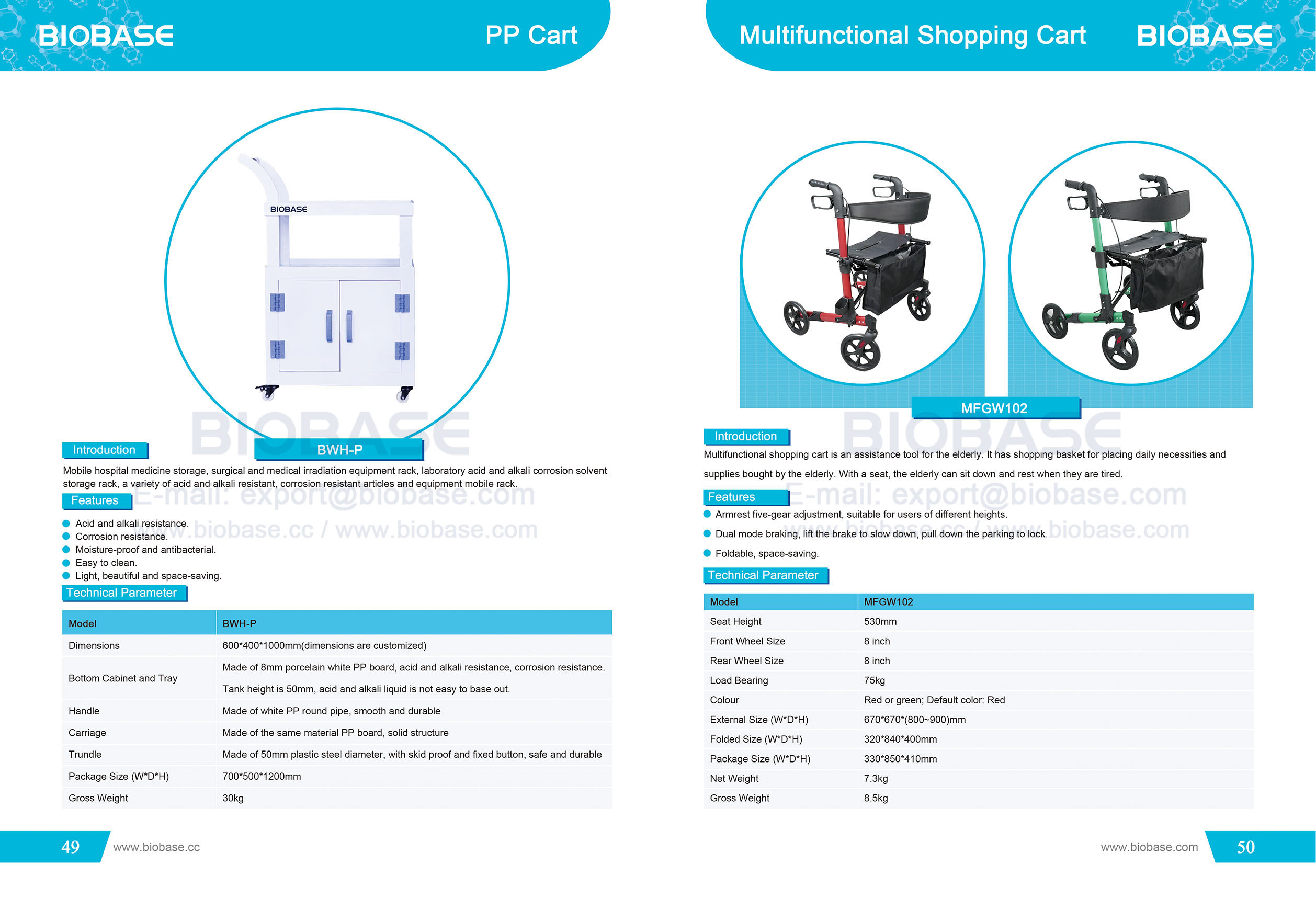 49-50 PP-Wagen und multifunktionaler Einkaufswagen