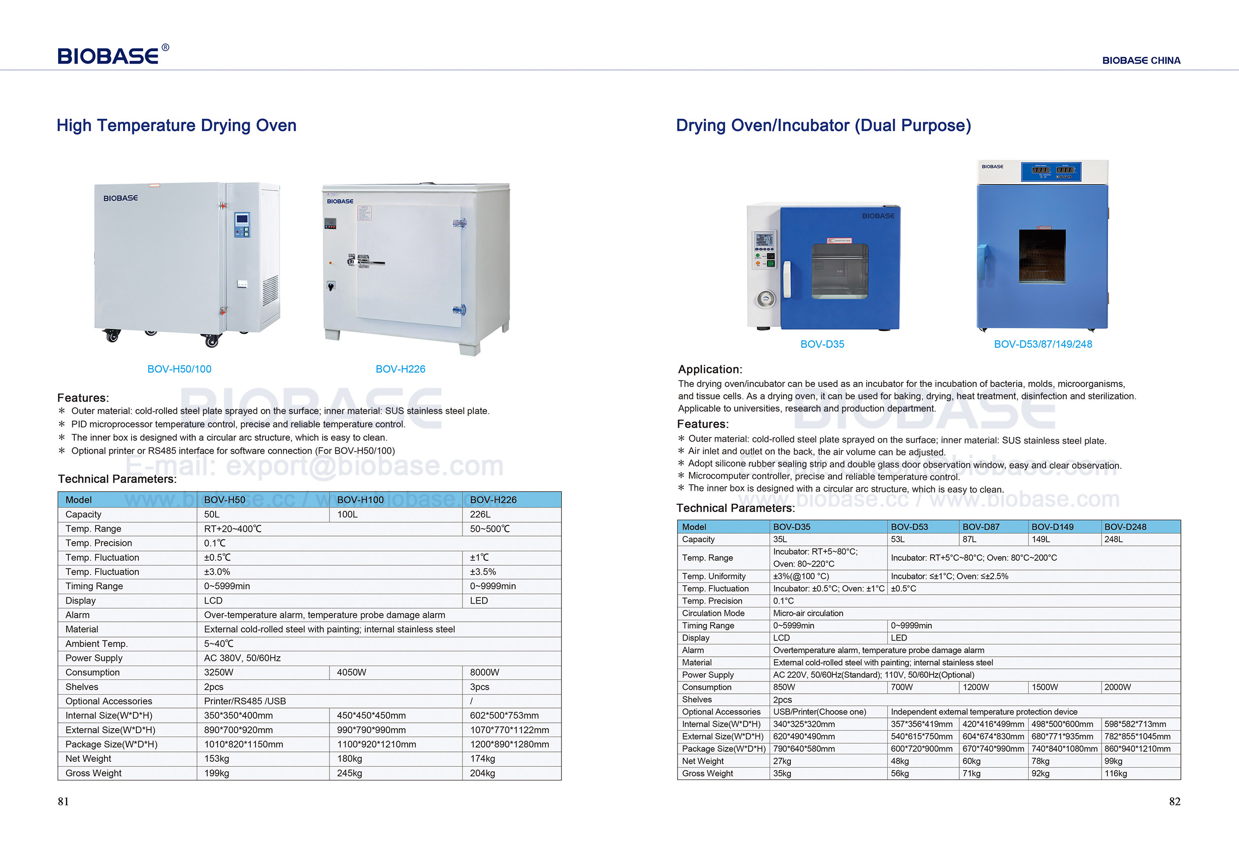 81-82 Hochtemperatur-Trockenofen und Trockenofen-Inkubator (Doppelzweck)