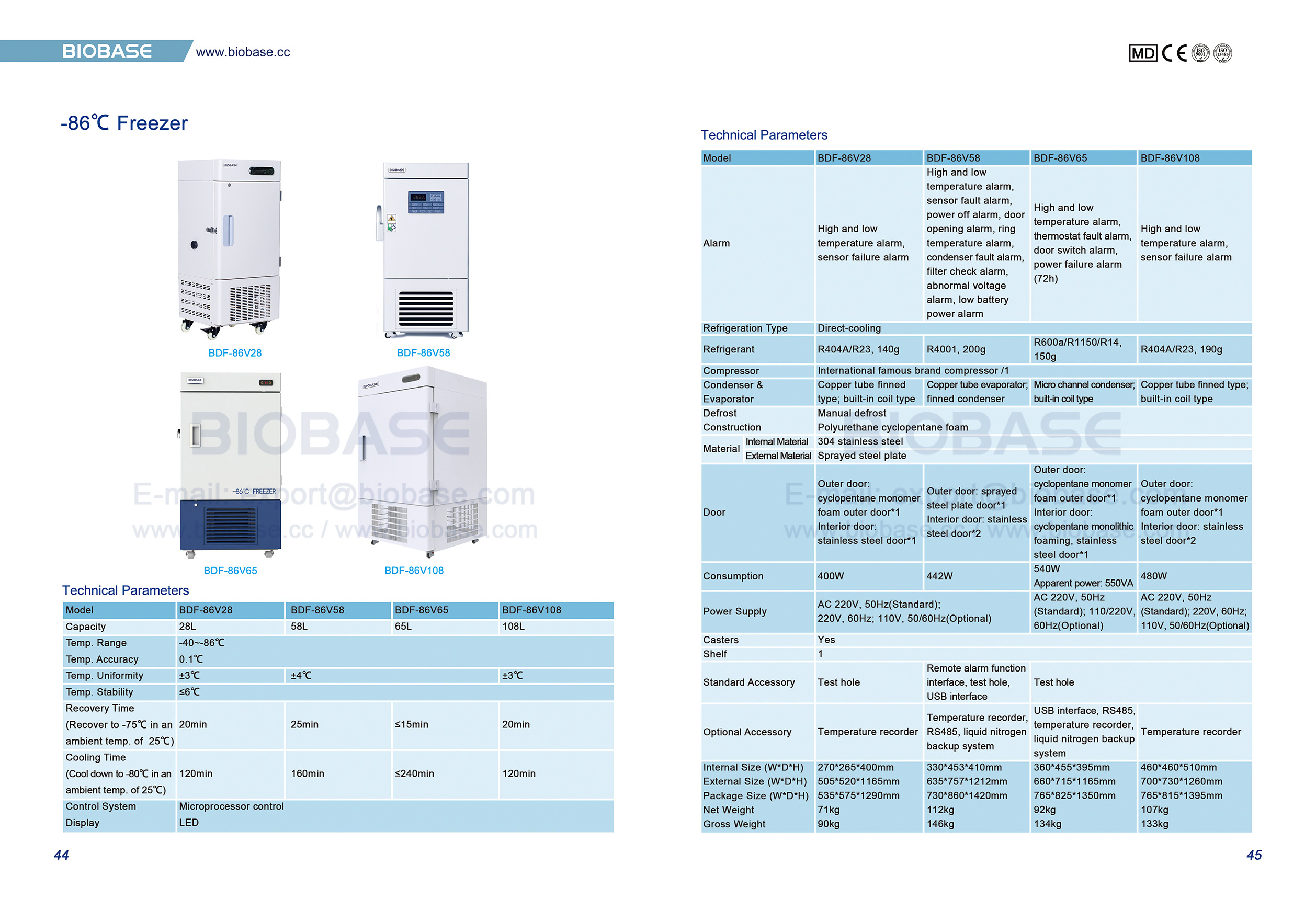 44-45 -86 ℃ Gefrierschrank