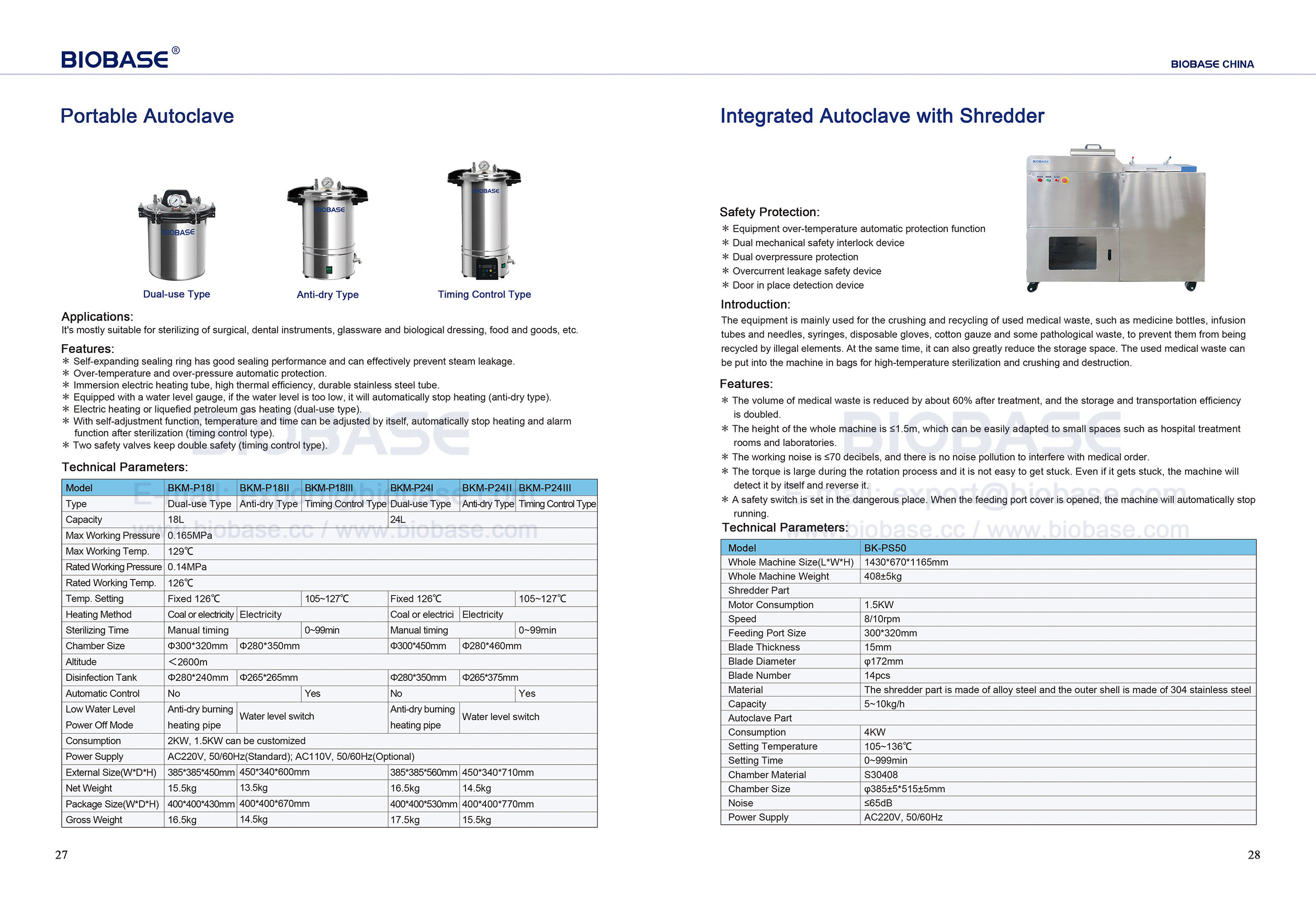 27-28 Tragbarer Autoklav und integrierter Autoklav mit Aktenvernichter