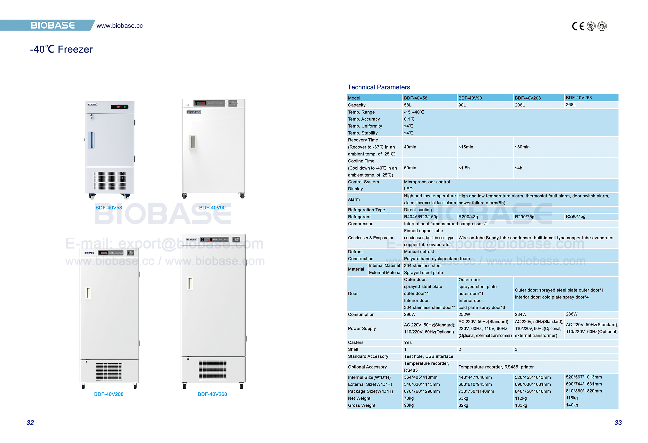 32-33 -40 ℃ Gefrierschrank